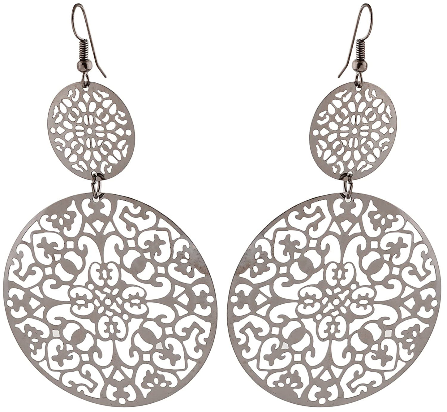 Anokhi Ada Silver Metal Drop and Dangle Earrings for Girls-AP-56