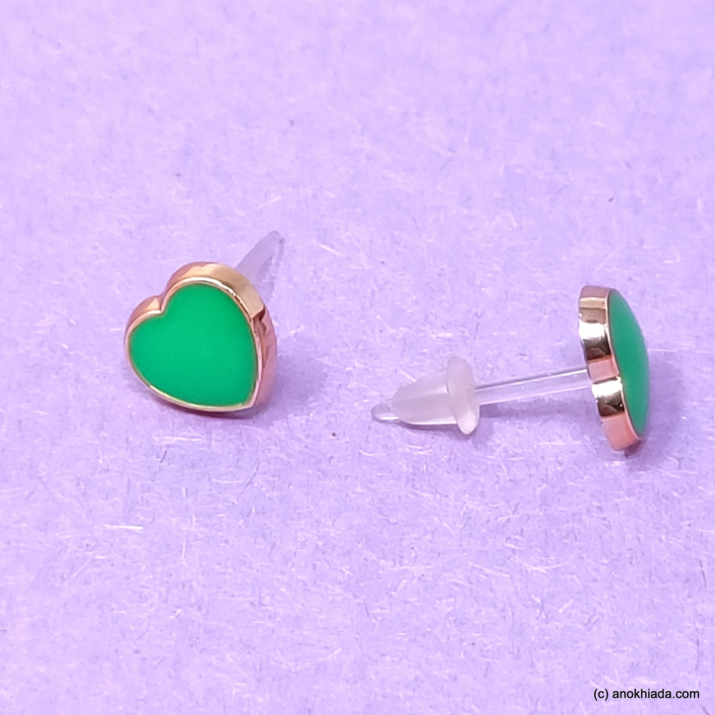 Anokhi Ada Heart Shaped Plastic Stud Earrings for Girls and Women (Multi-Colour, Pack of 8 Pairs)-AR-08-b