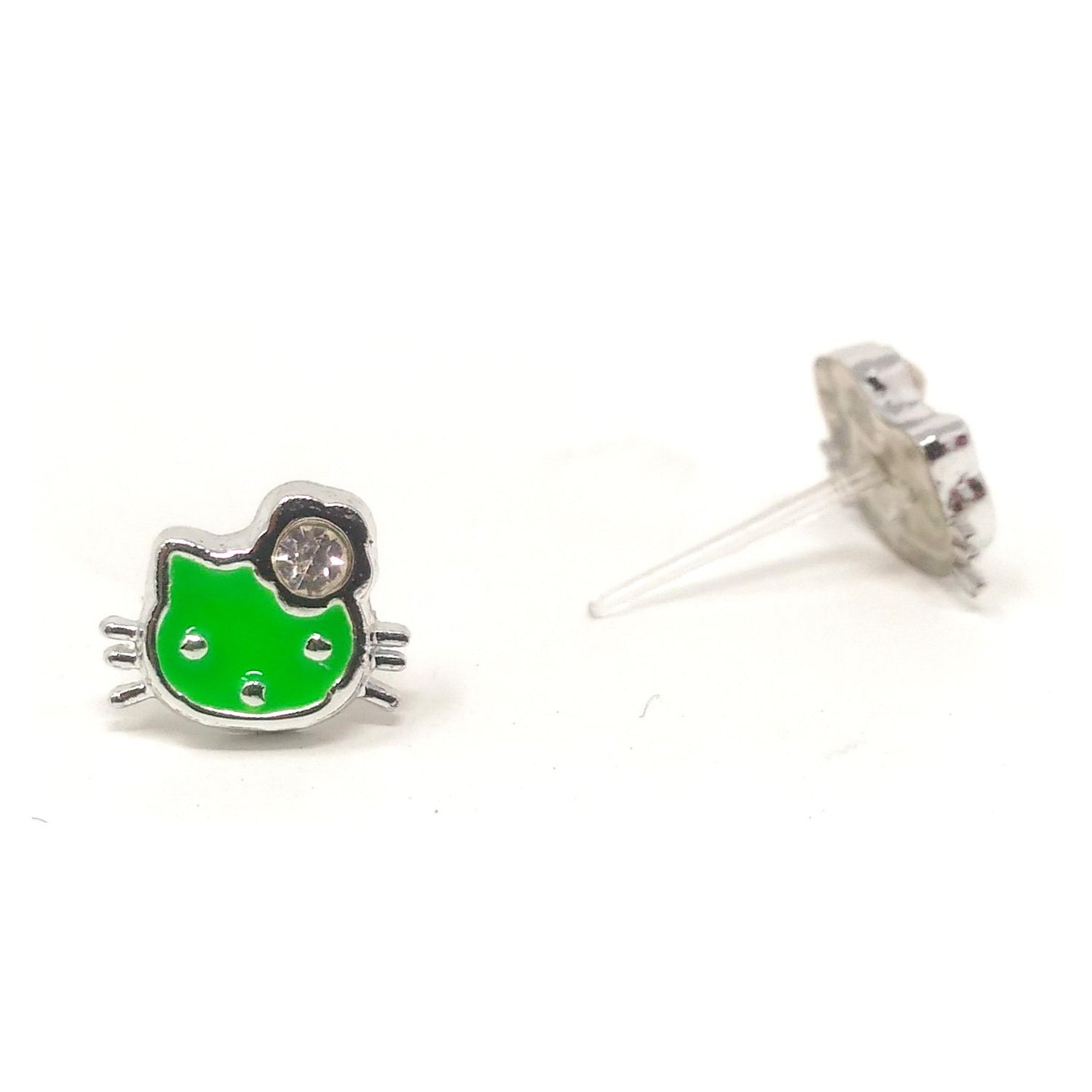 Anokhi ADA Multi-colour Rhinestone Studded Kitty Plastic Stud Earrings for Girls and Women (Pack of 12 Pairs)-(AR-13)