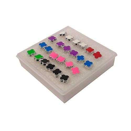 Anokhi ADA Multi-colour Floral Plastic Stud Earrings for Girls and Women (Pack of 12 Pairs)-(AR-14)