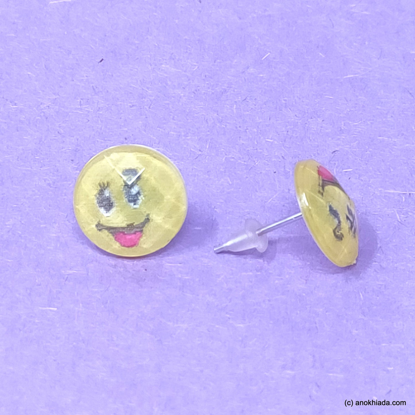 Anokhi Ada Round Smiley Stud Earrings for Girls and Women (Yellow, Pack of 6 Pairs)-AR-15