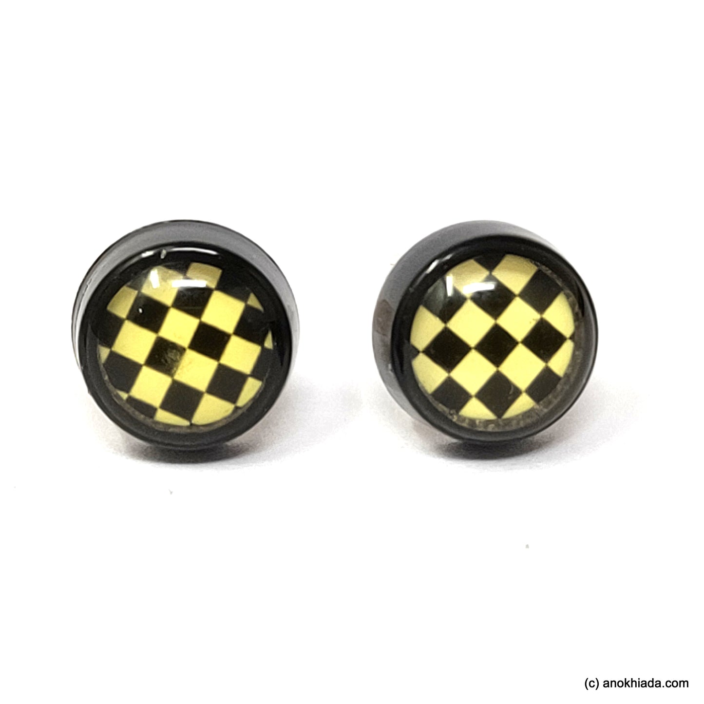 Anokhi Ada Check Box Design Small Plastic Stud Earrings for Girls ( AR-17h)