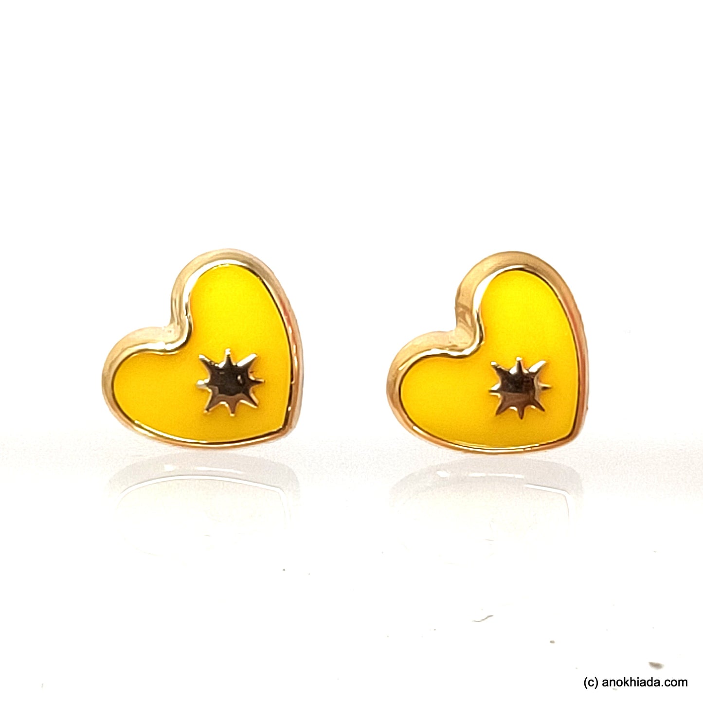 Anokhi Ada Yellow Heart Shaped Small Plastic Stud Earrings for Girls ( AR-18m)