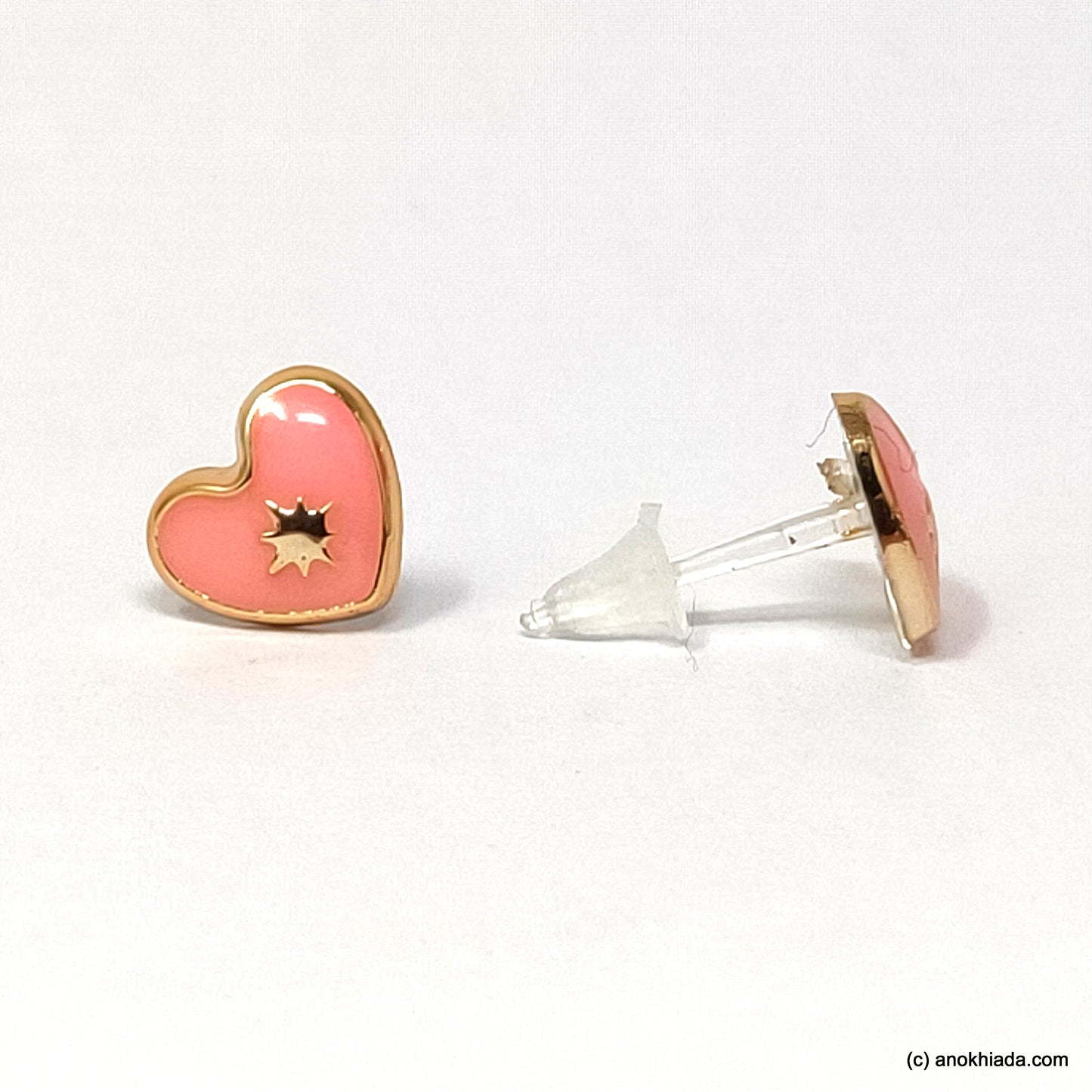 Anokhi Ada Light Pink Heart Shaped Small Plastic Stud Earrings for Girls ( AR-18r)