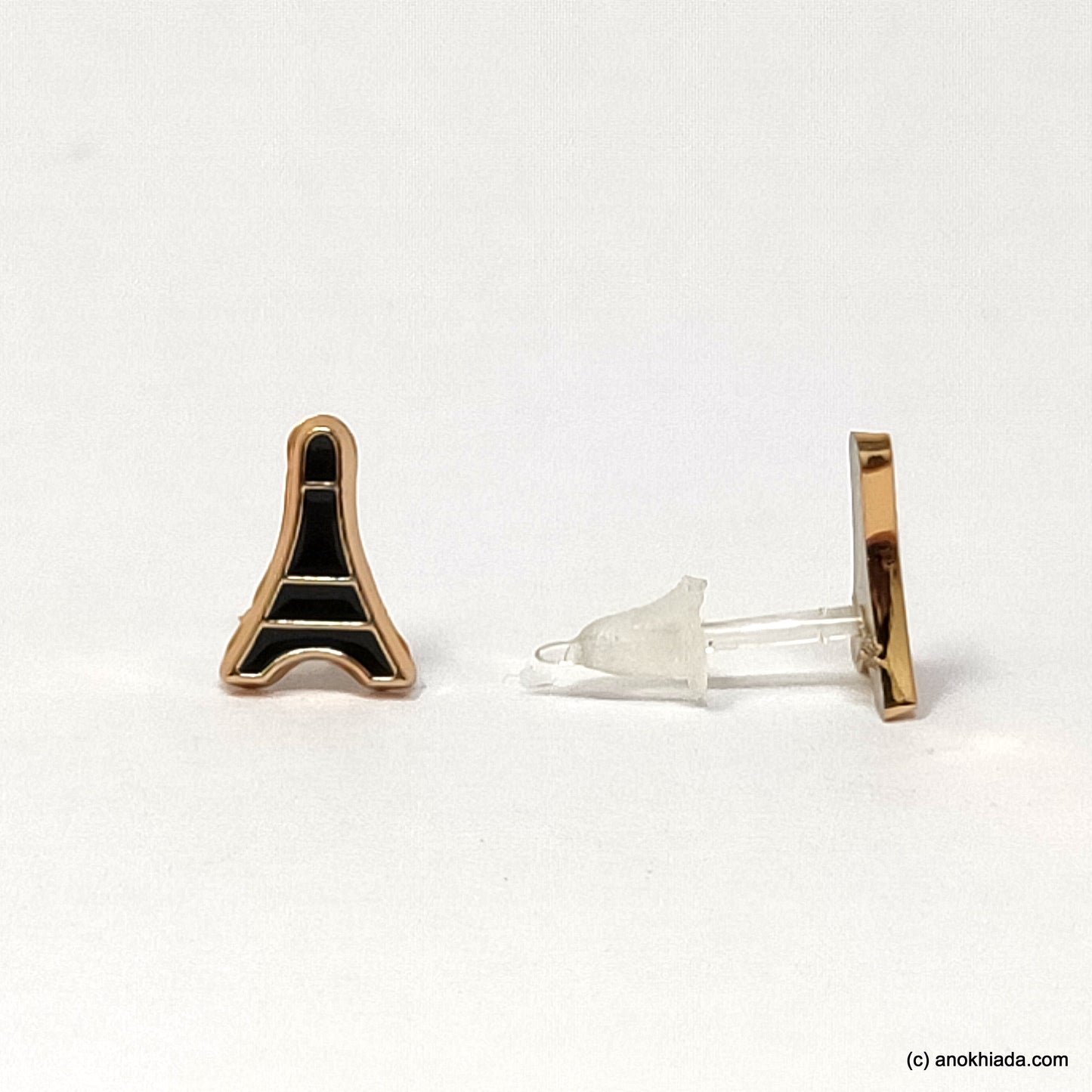 Anokhi Ada Black Eiffel Tower Shaped Small Plastic Stud Earrings for Girls ( AR-18x)