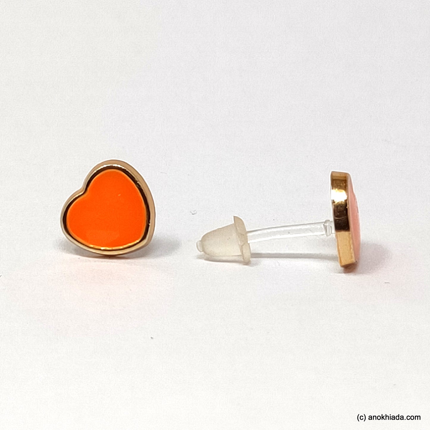 Anokhi Ada Orange Heart Shaped Small Plastic Stud Earrings for Girls ( AR-19c)