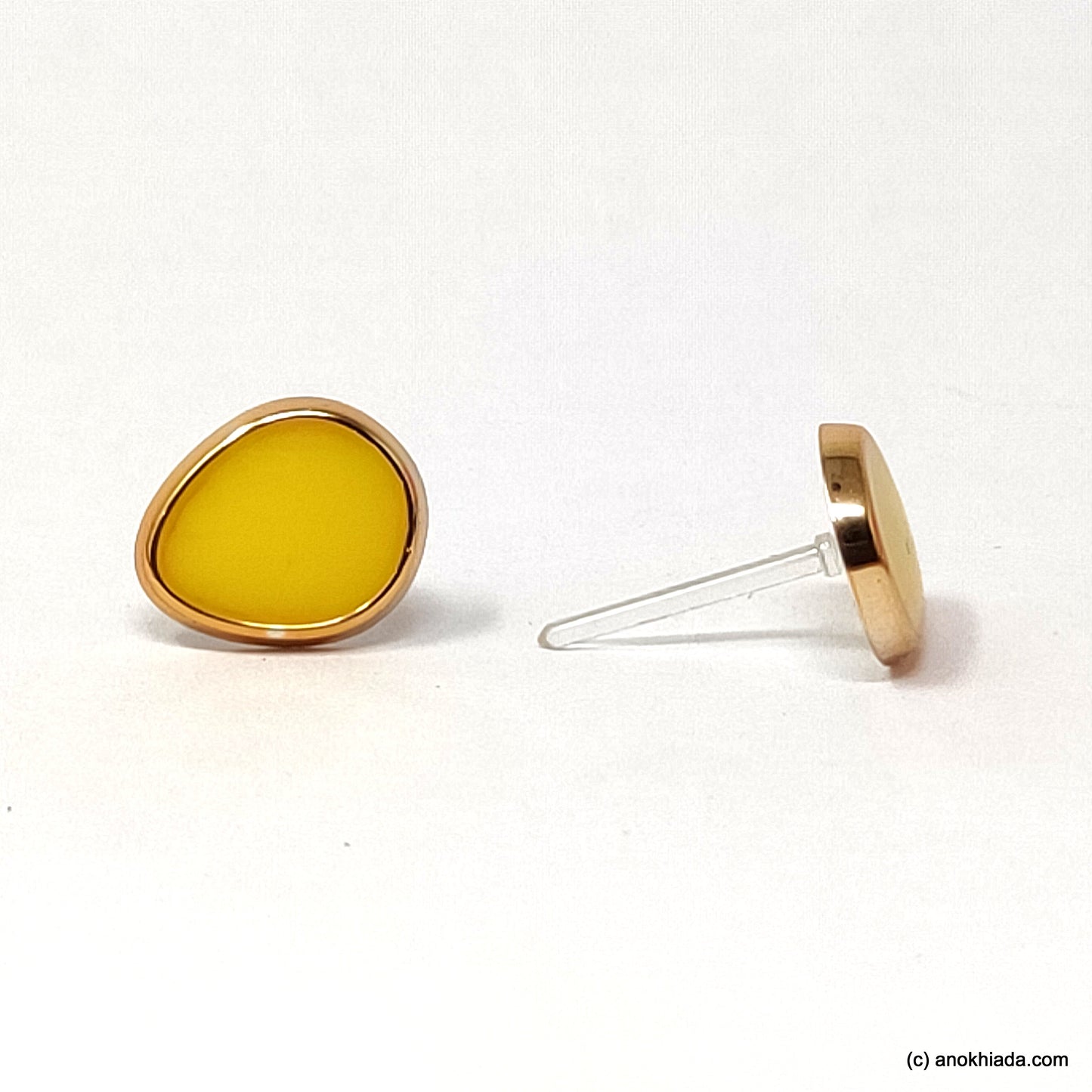 Anokhi Ada Yellow Pear Drop Shaped Small Plastic Stud Earrings for Girls ( AR-19m)