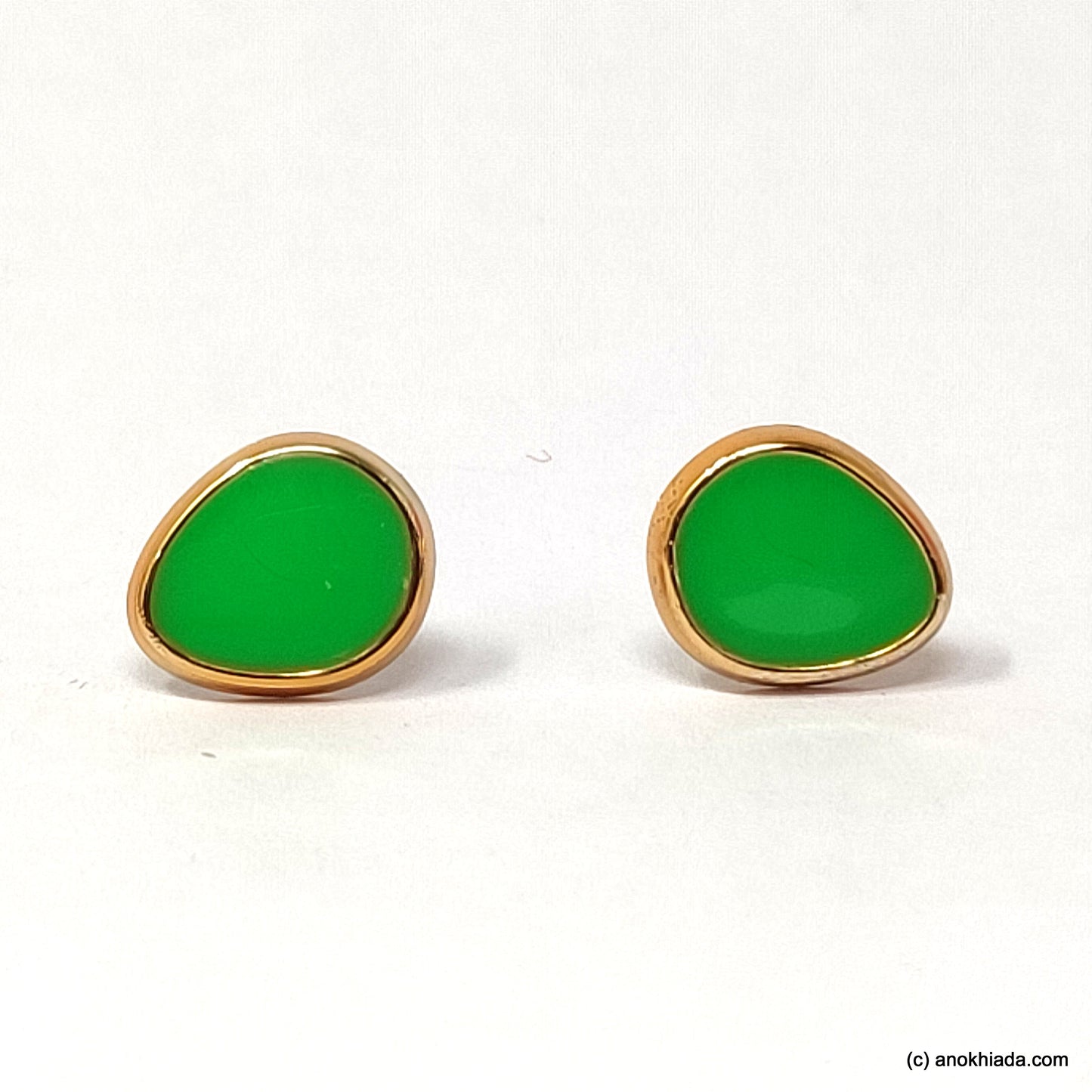 Anokhi Ada Green Pear Drop Shaped Small Plastic Stud Earrings for Girls ( AR-19q)