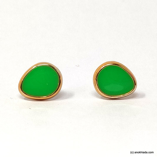 Anokhi Ada Green Pear Drop Shaped Small Plastic Stud Earrings for Girls ( AR-19q)