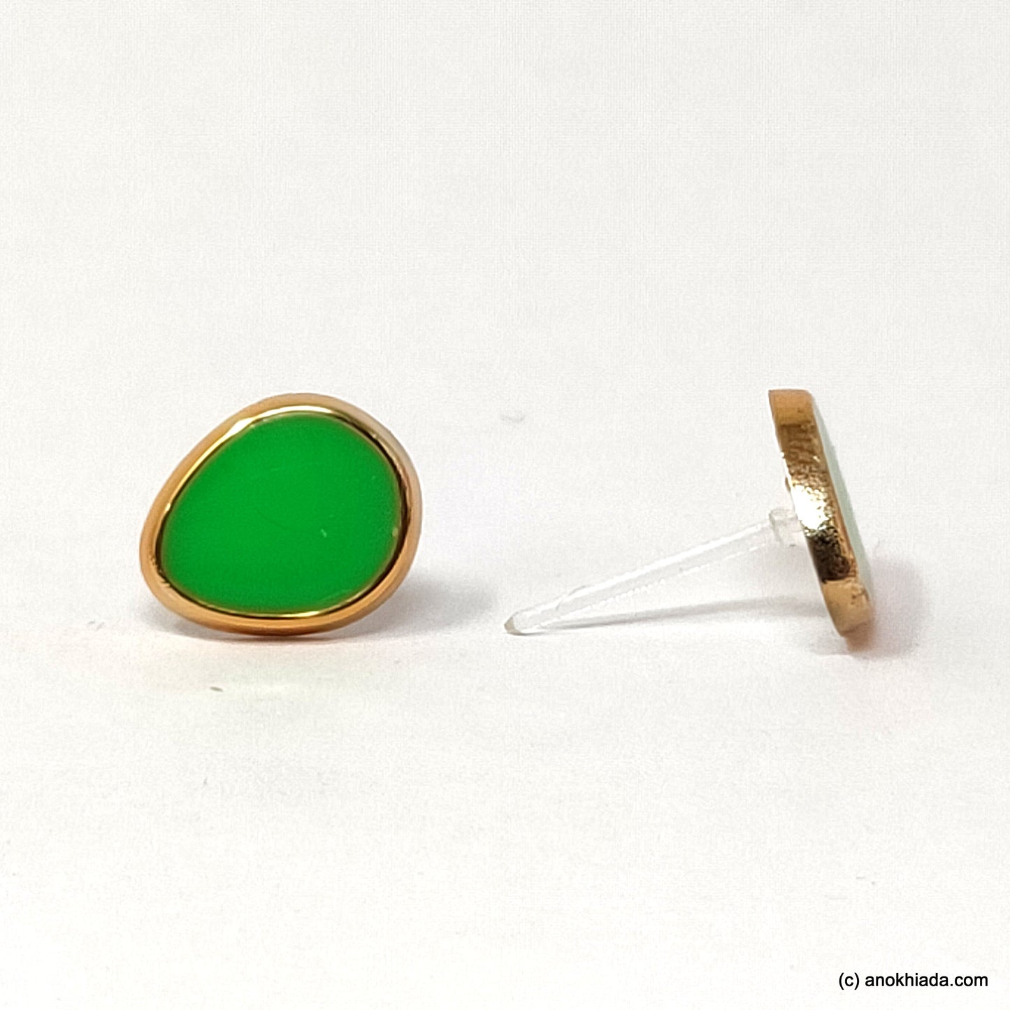 Anokhi Ada Green Pear Drop Shaped Small Plastic Stud Earrings for Girls ( AR-19q)