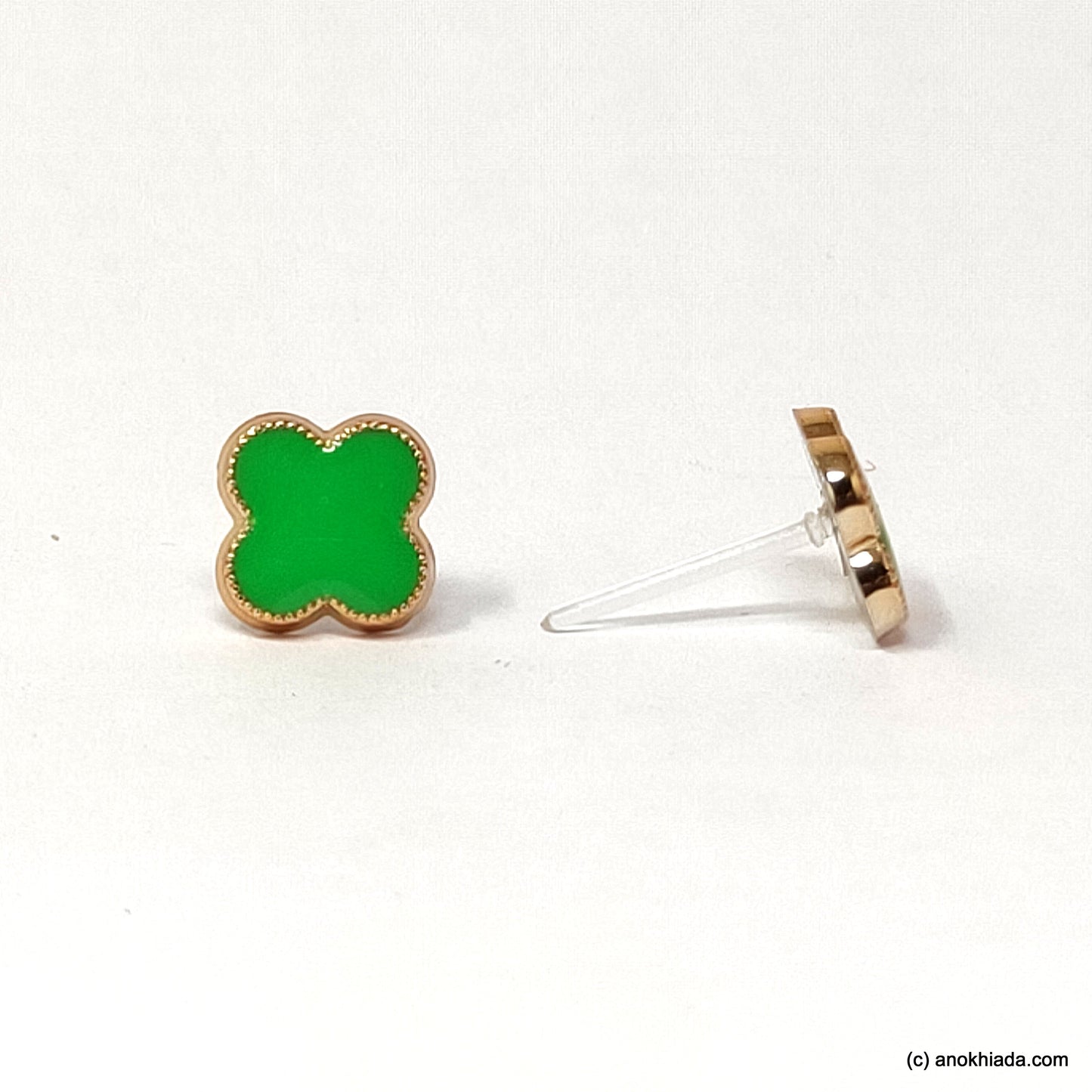 Anokhi Ada Floral Green Small Plastic Stud Earrings for Girls ( AR-19s)