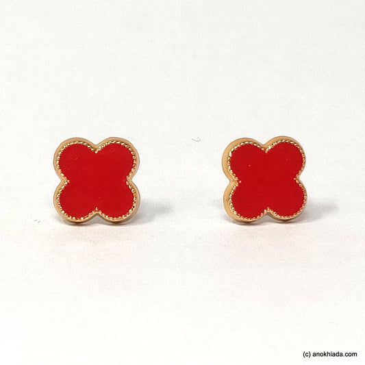 Anokhi Ada Floral Red Small Plastic Stud Earrings for Girls ( AR-19t)