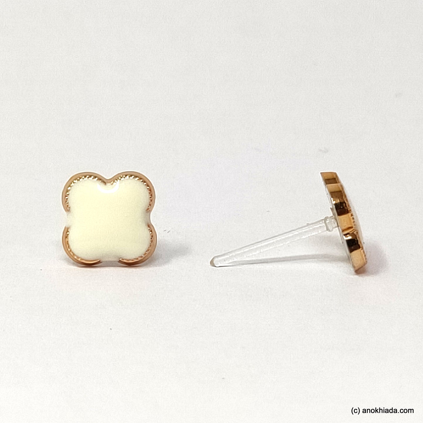 Anokhi Ada Floral White Small Plastic Stud Earrings for Girls ( AR-19u)