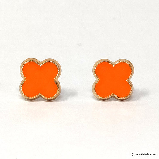 Anokhi Ada Floral Orange Small Plastic Stud Earrings for Girls ( AR-19w)