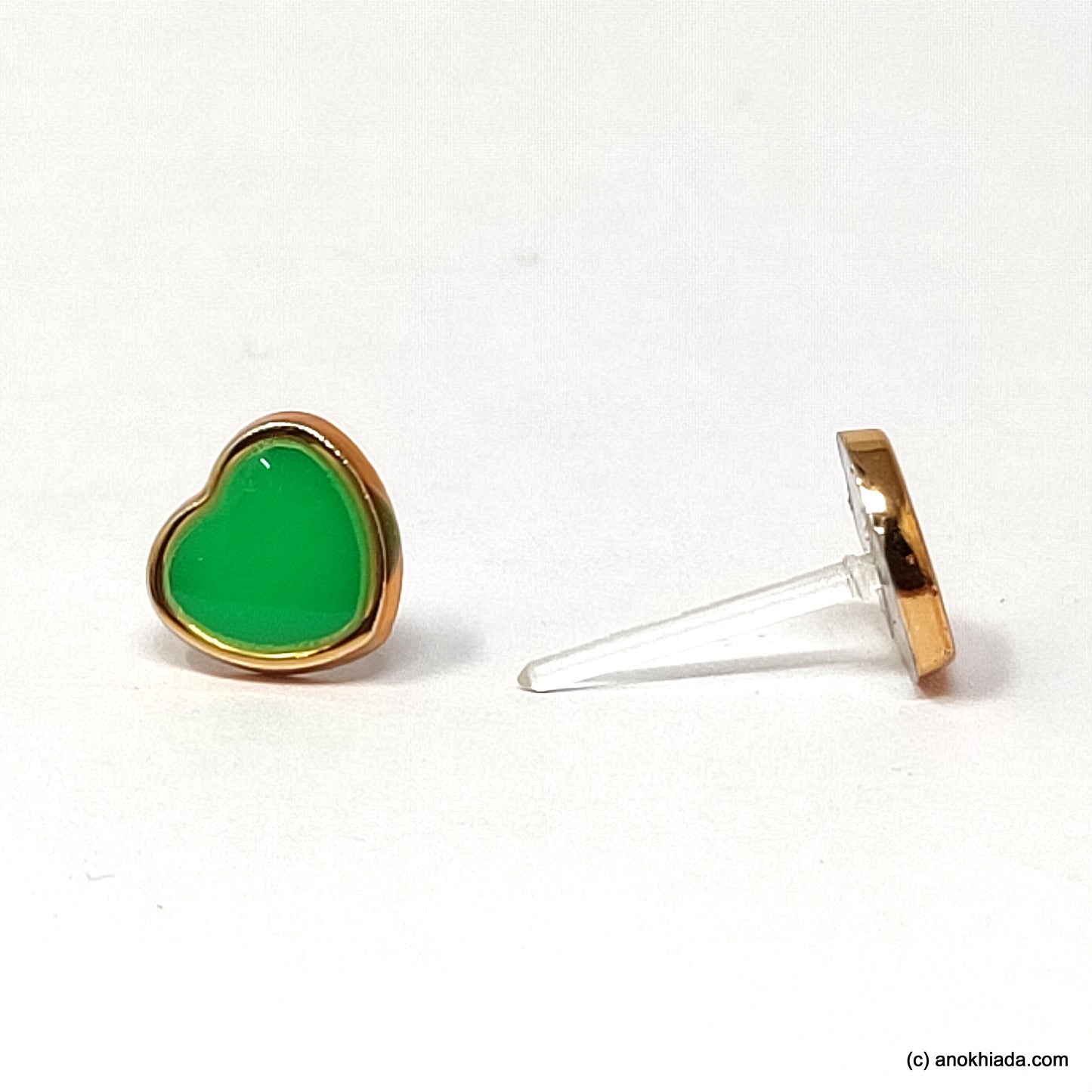 Anokhi Ada Green Heart Shaped Small Plastic Stud Earrings for Girls ( AR-20e)
