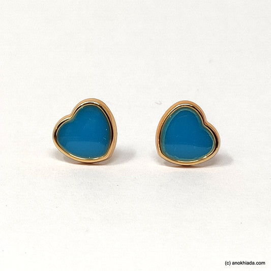 Anokhi Ada Blue Heart Shaped Small Plastic Stud Earrings for Girls ( AR-20g)
