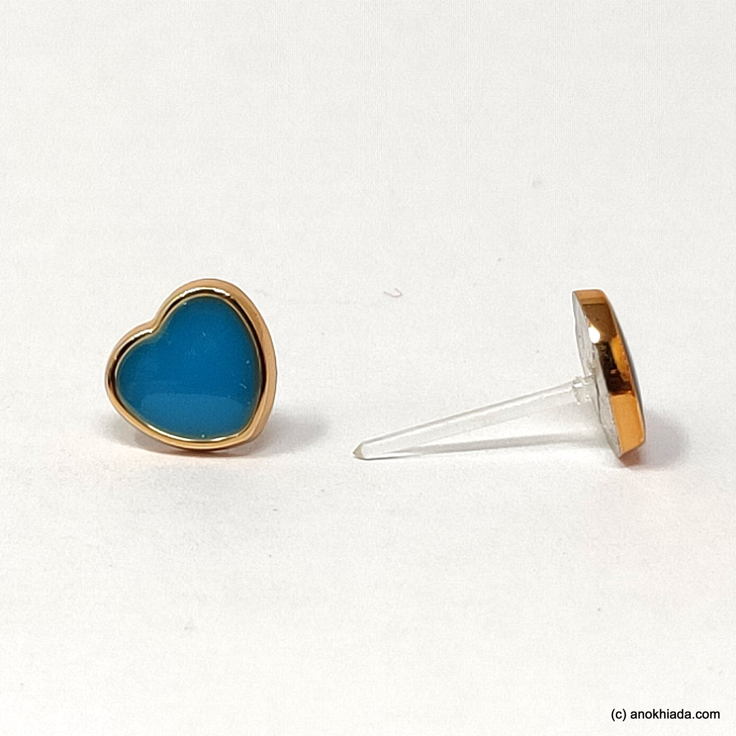 Anokhi Ada Blue Heart Shaped Small Plastic Stud Earrings for Girls ( AR-20g)