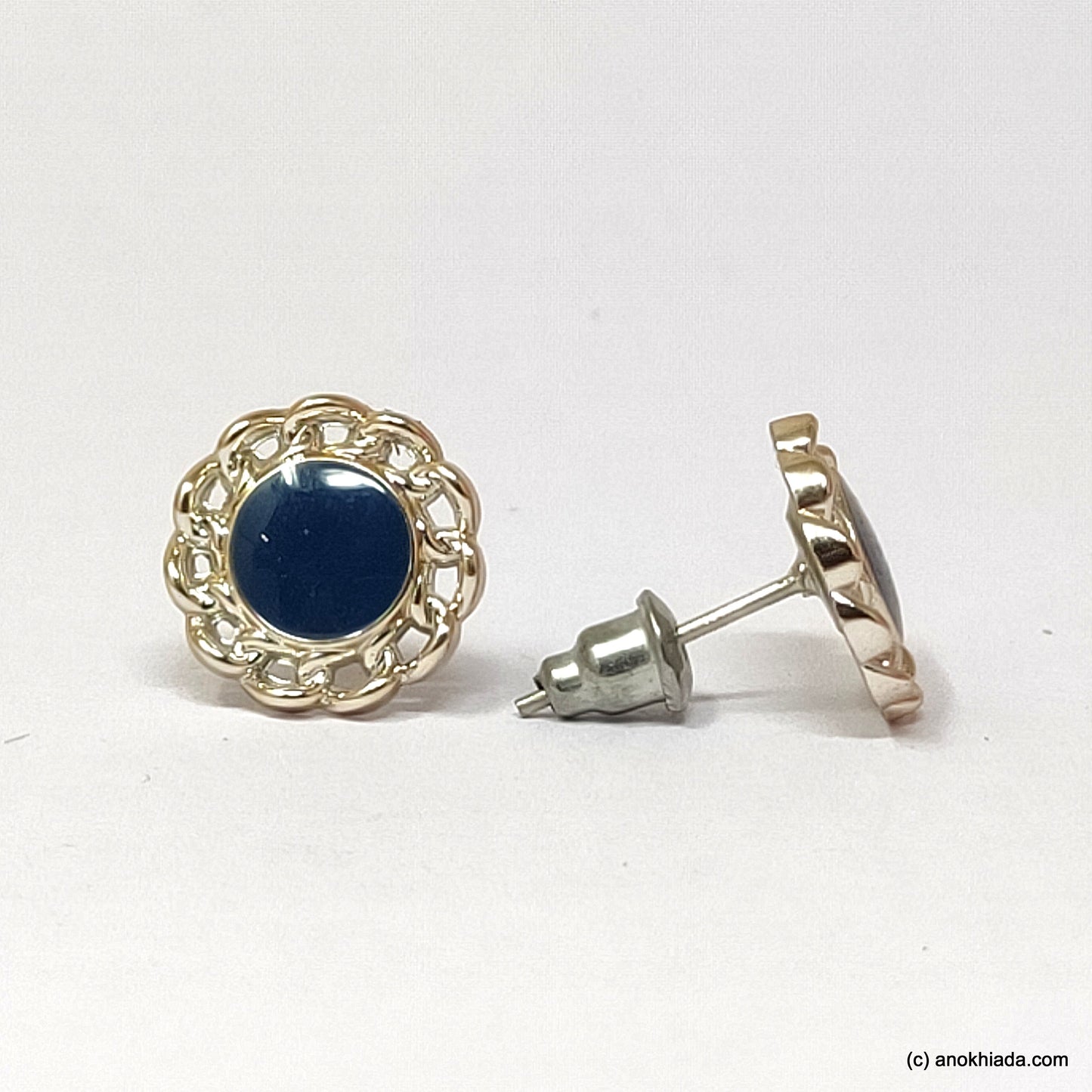 Anokhi Ada Round Small Plastic Stud Earrings for Girls ( Violet, AR-21b)