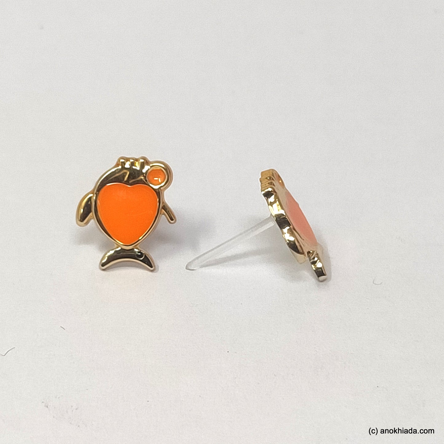 Anokhi Ada Orange Small Fish Plastic Stud Earrings for Girls (AR-22b)