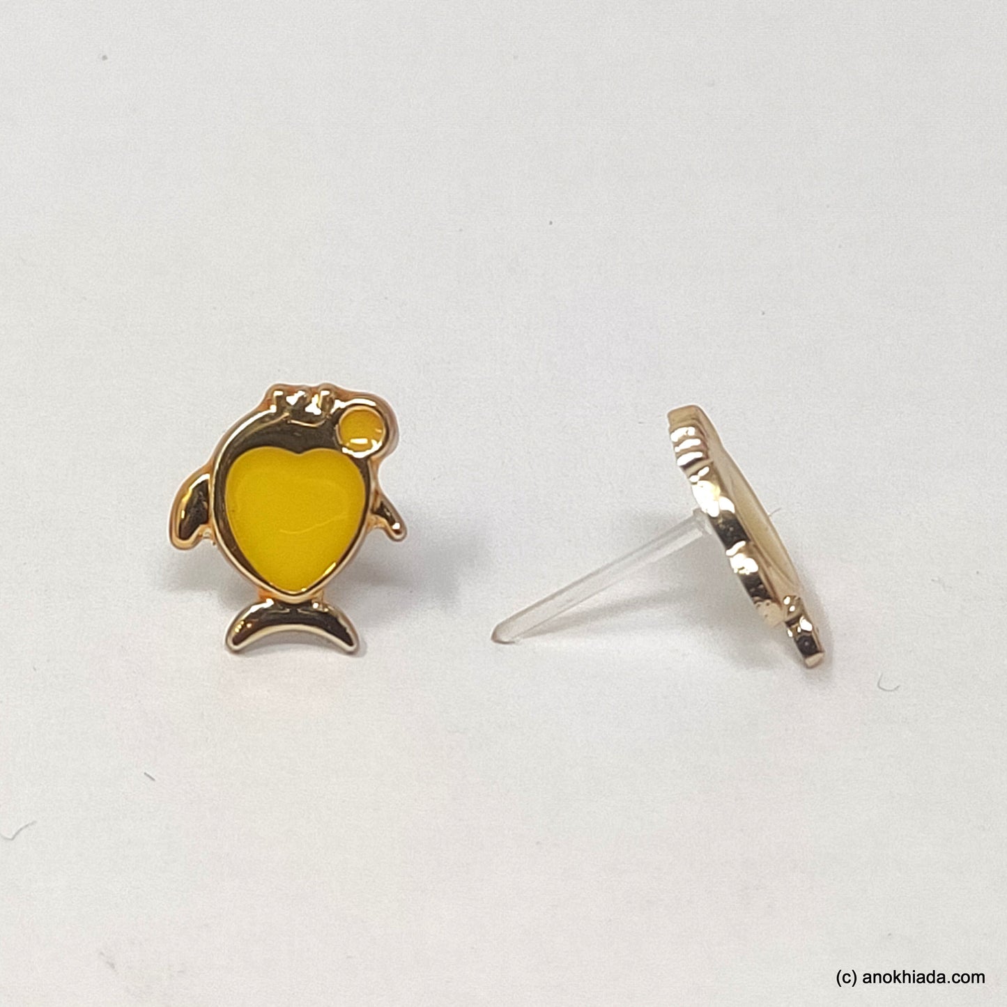 Anokhi Ada Yellow Small Fish Plastic Stud Earrings for Girls (AR-22c)