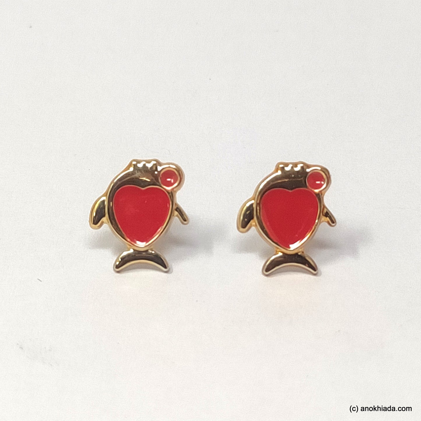 Anokhi Ada Red Small Fish Plastic Stud Earrings for Girls (AR-22e)