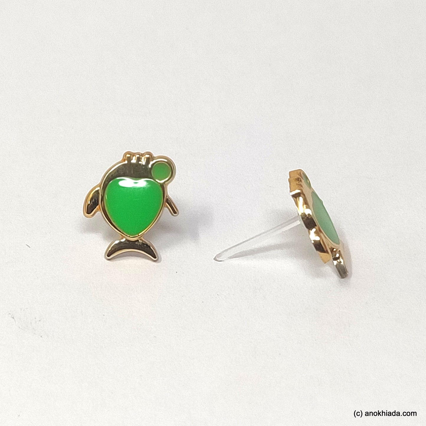 Anokhi Ada Green Small Fish Plastic Stud Earrings for Girls (AR-22f)