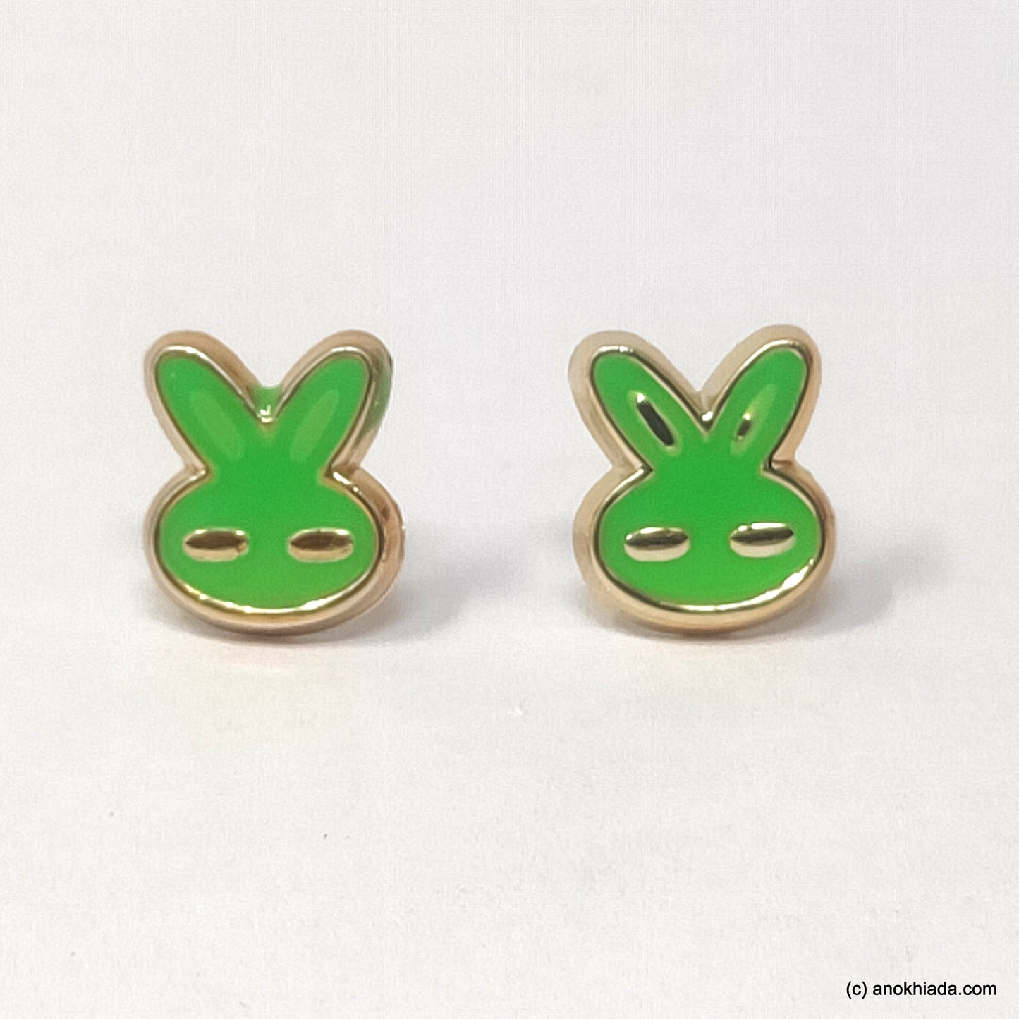 Anokhi Ada Green Small Bunny Plastic Stud Earrings for Girls (AR-22h)