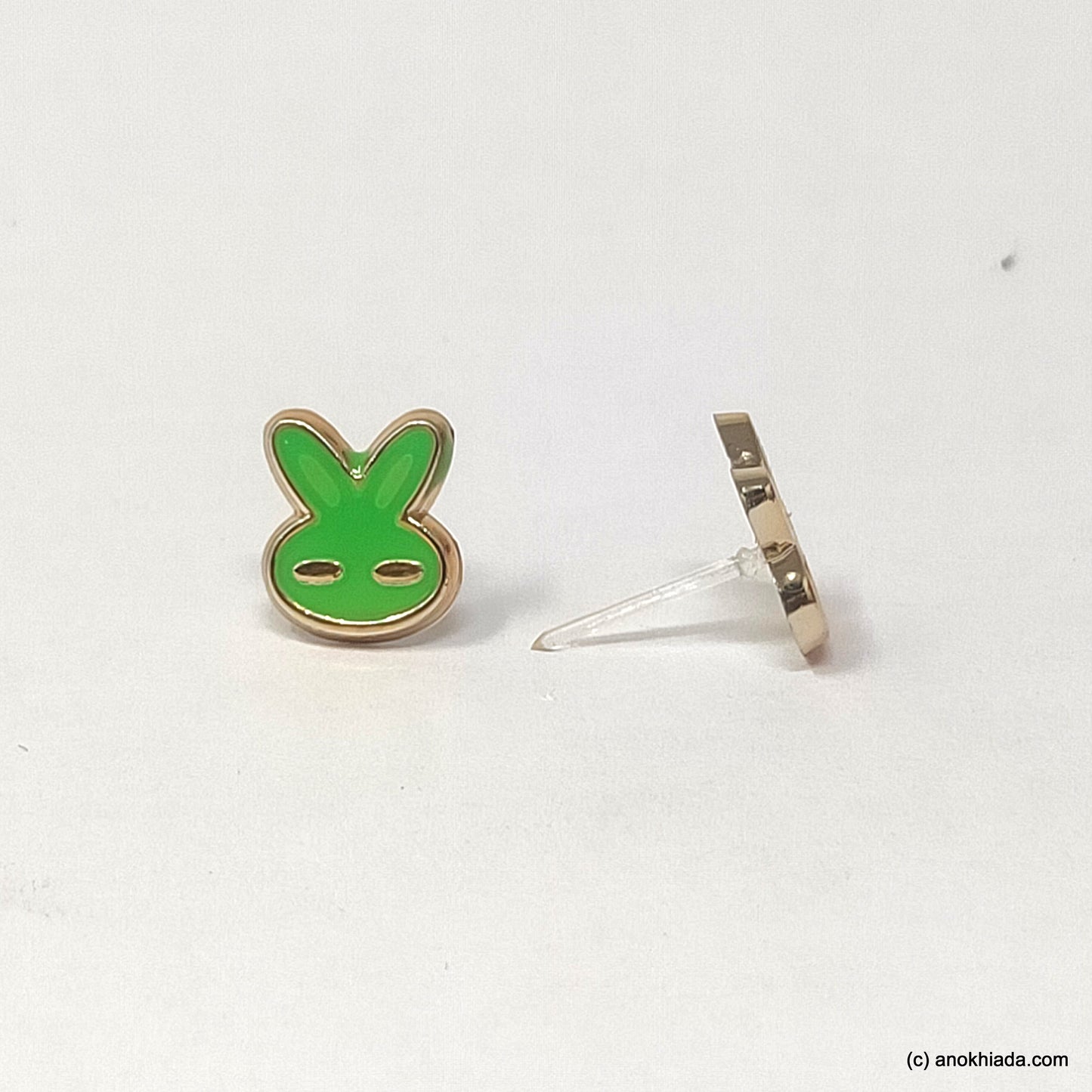 Anokhi Ada Green Small Bunny Plastic Stud Earrings for Girls (AR-22h)