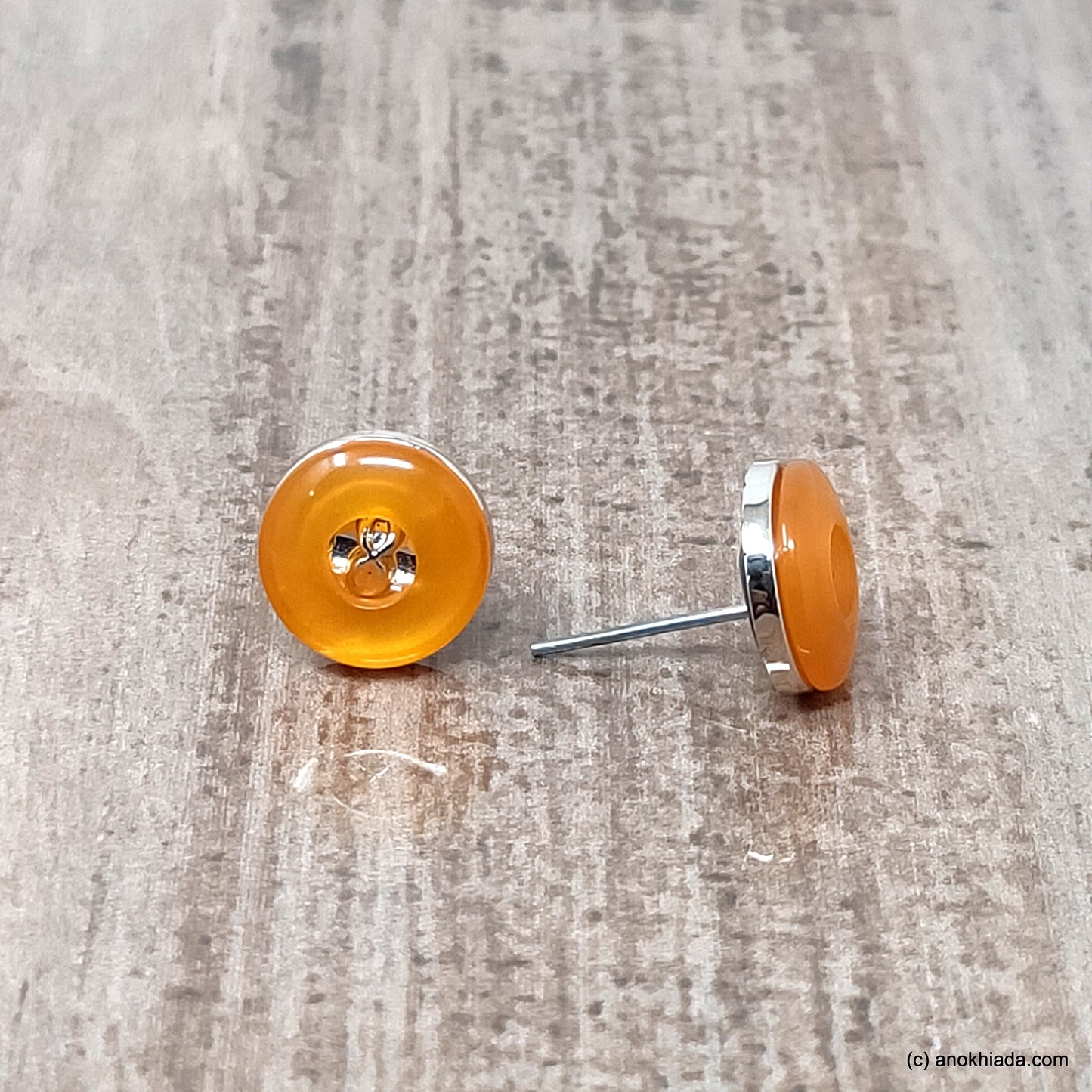 Anokhi Ada Small Round Plastic Stud Earrings for Girls ( Yellow, AR-26g )