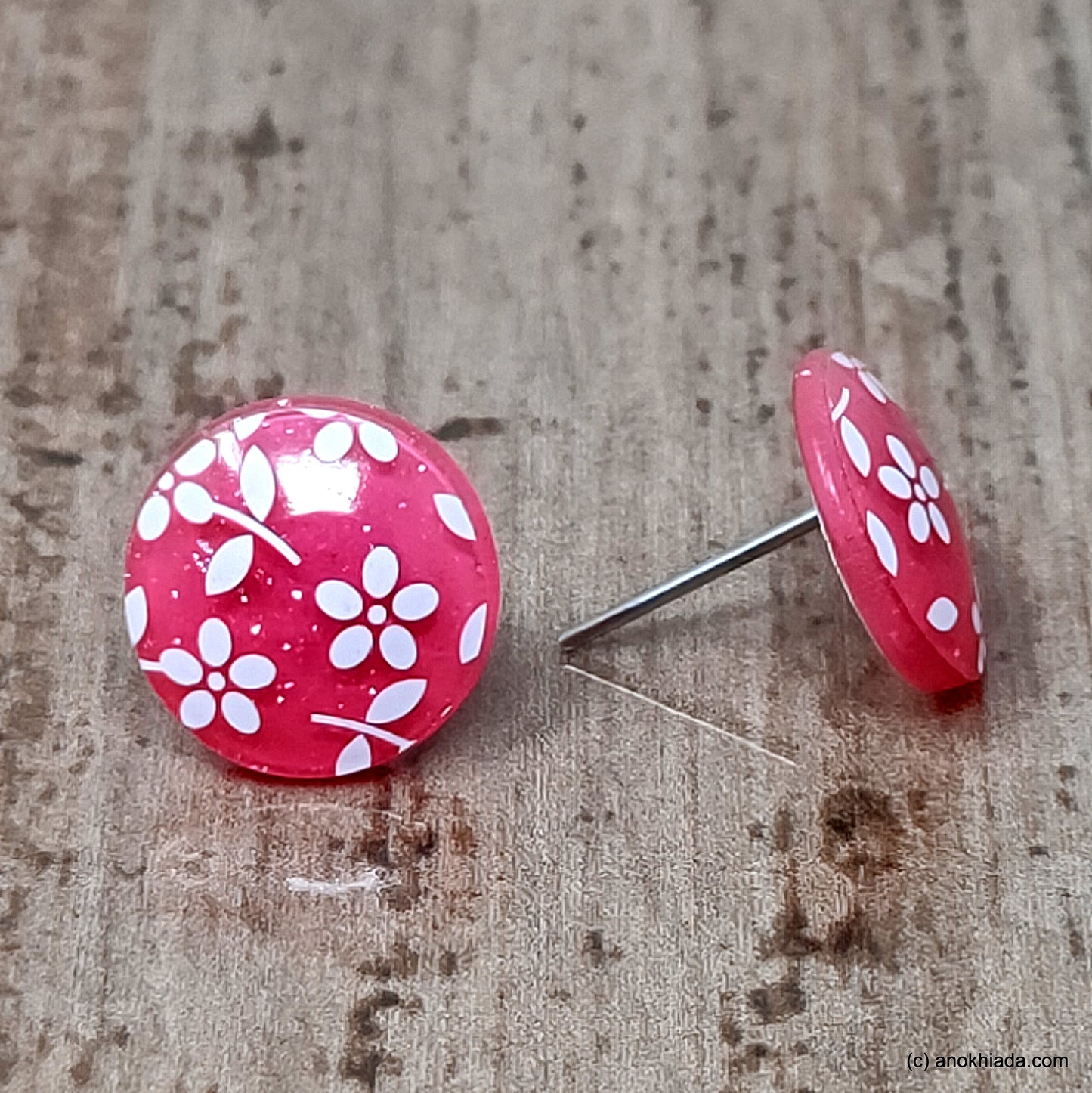 Anokhi Ada Small Round Plastic Stud Earrings for Girls ( Pink, AR-27d )