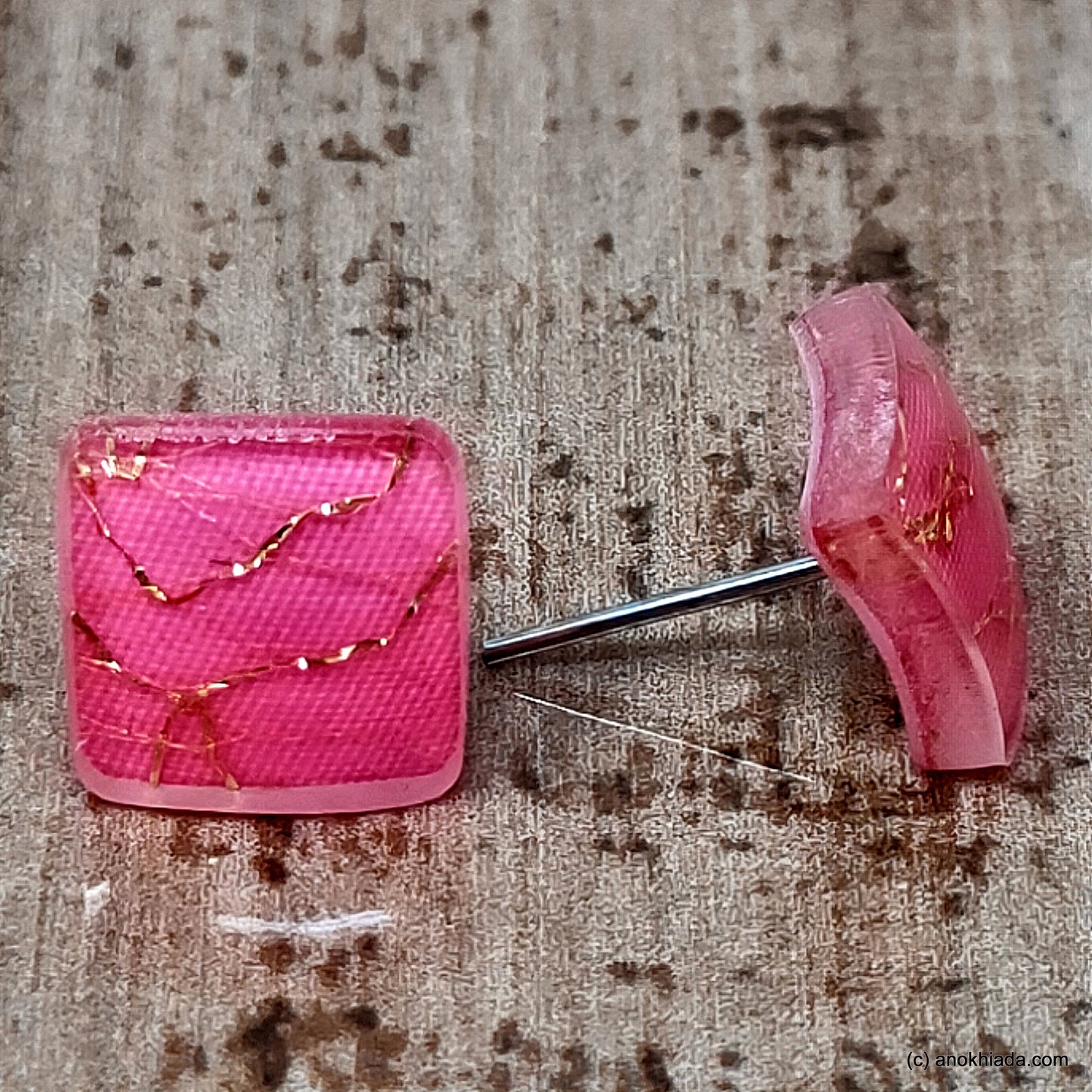 Anokhi Ada Small Square Plastic Stud Earrings for Girls ( Pink, AR-30f )