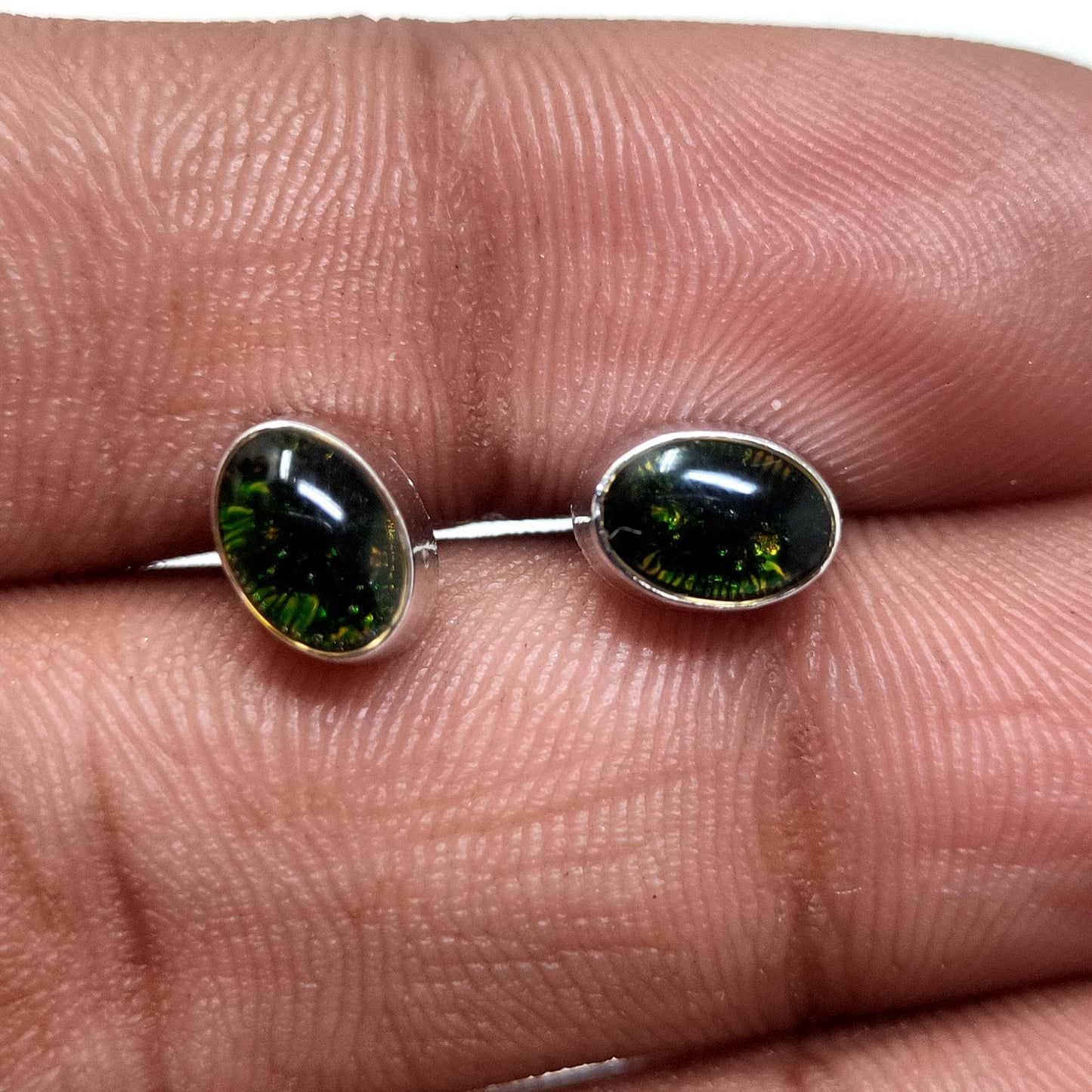 Anokhi Ada Green Small Oval Plastic Stud Earrings for Girls (AS-05C)