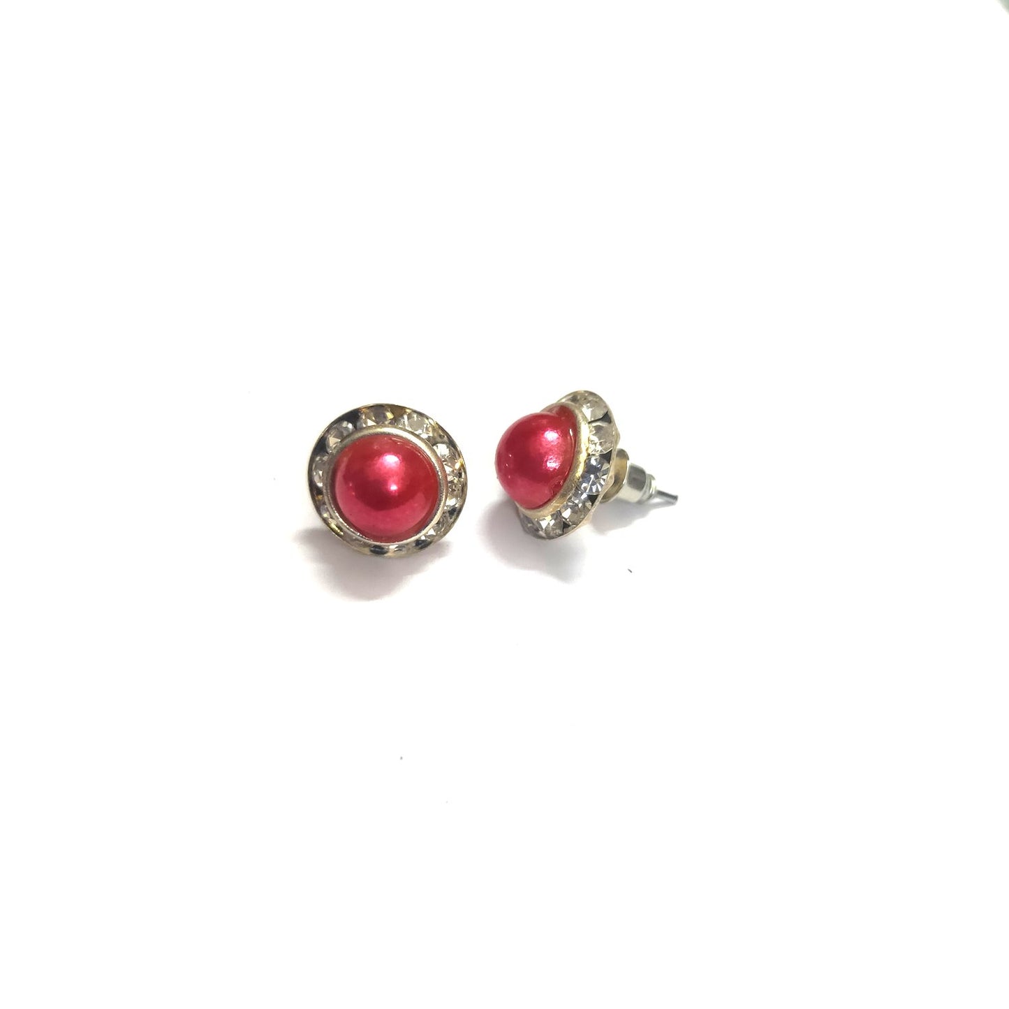 Anokhi Ada Fancy Small Round Stud Earrings for Girls ( Red, AS-06E )