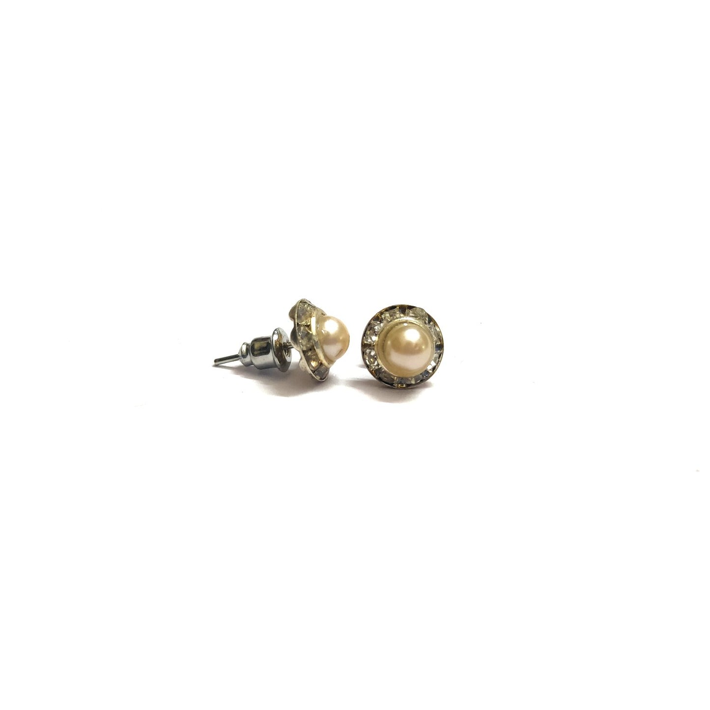 Anokhi Ada Fancy Small Round Stud Earrings for Girls ( White, AS-06G )