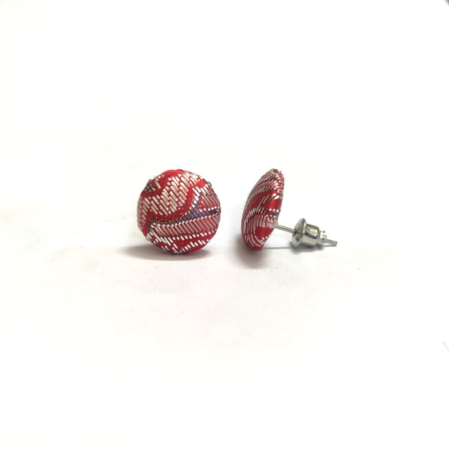Anokhi Ada Fancy Small Round Stud Earrings for Girls ( Red, AS-08C )