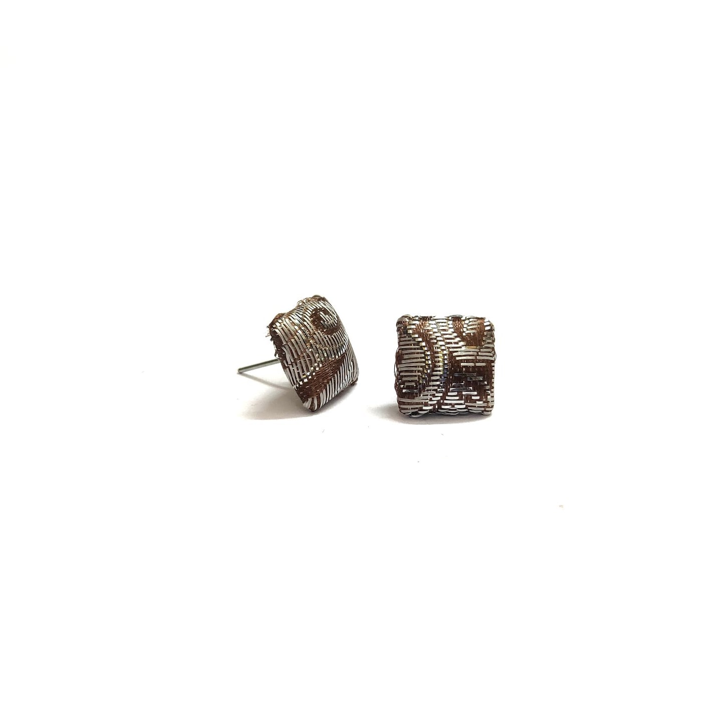 Anokhi Ada Fancy Small Square Shaped Stud Earrings for Girls ( Brown, AS-09E )