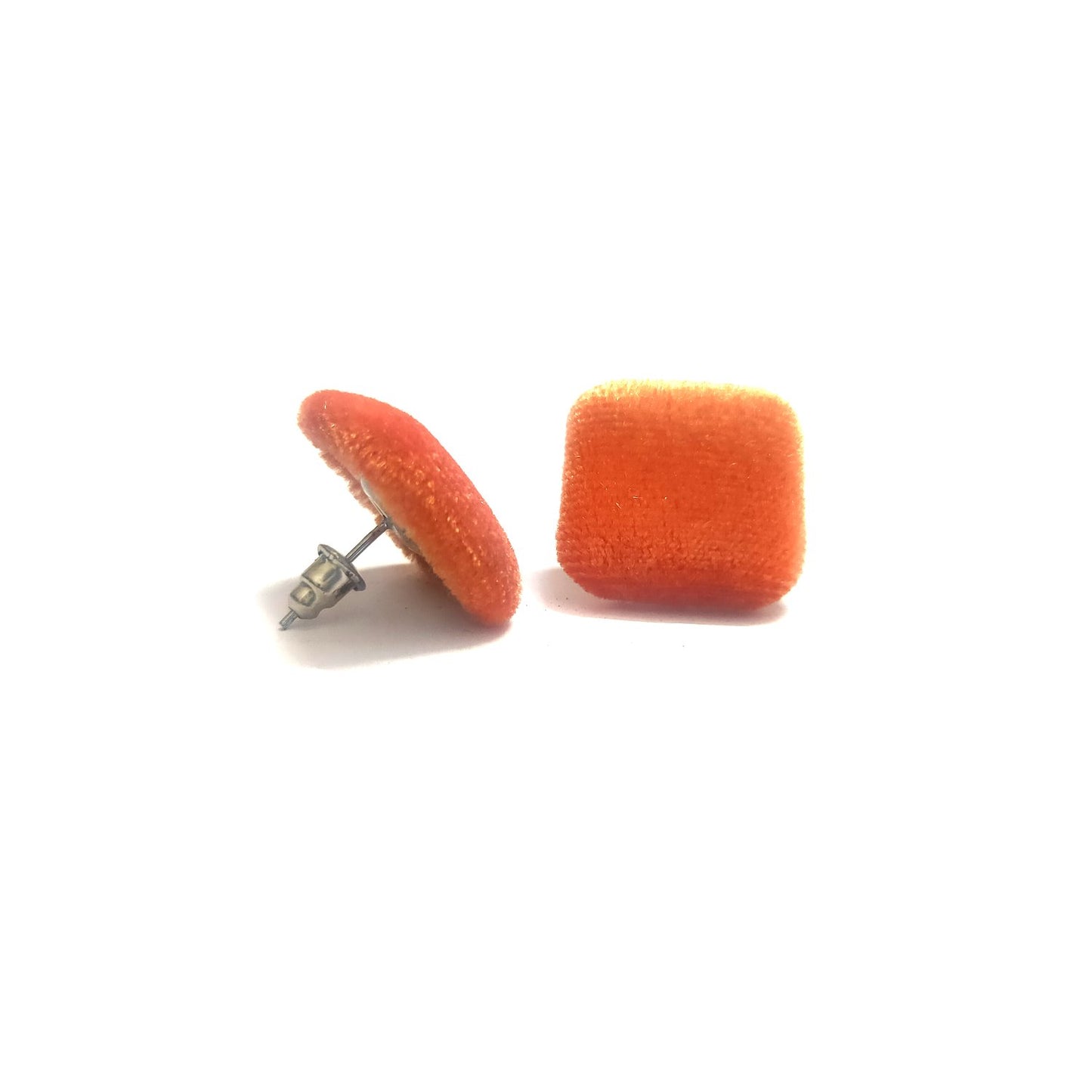 Anokhi Ada Fancy Velvet Square Shaped Stud Earrings for Girls ( Orange, AS-10B )