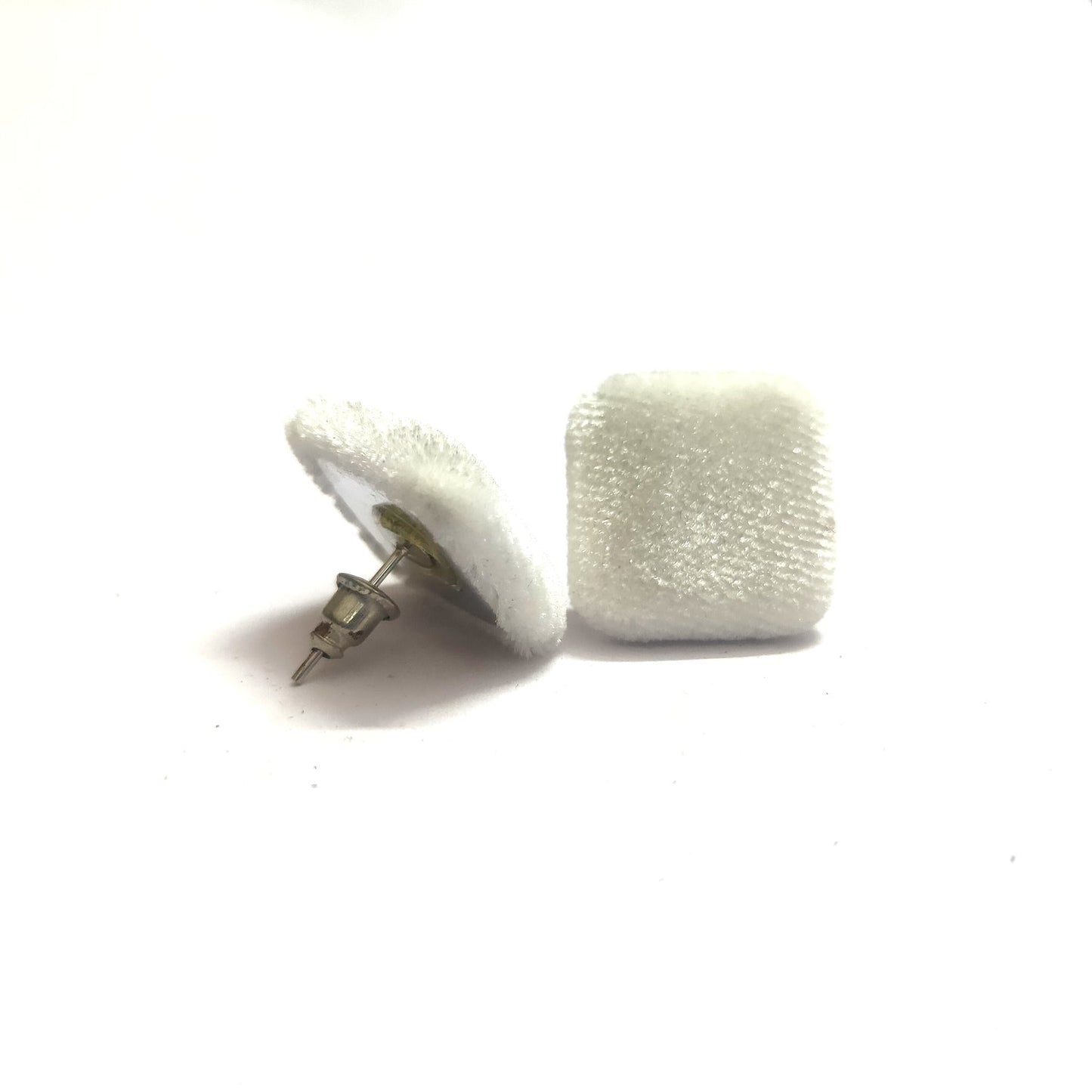 Anokhi Ada Fancy Velvet Square Shaped Stud Earrings for Girls ( White, AS-10H )