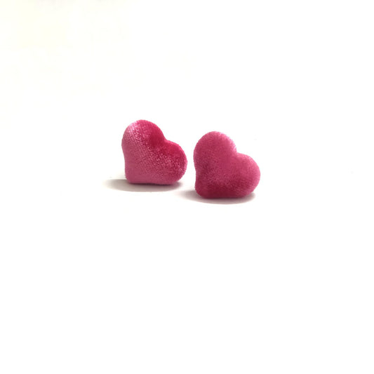 Anokhi Ada Fancy Velvet Heart Shaped Stud Earrings for Girls ( Pink, AS-11G )