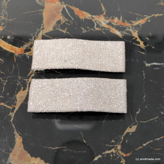 Anokhi Ada Handmade Fancy Large Tik Tak Hair Clips (Silver, Pack of 2) - BC-003