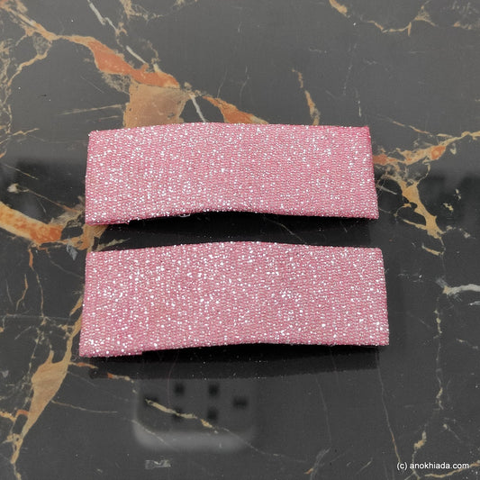 Anokhi Ada Handmade Fancy Large Tik Tak Hair Clips (Pink, Pack of 2) - BC-003