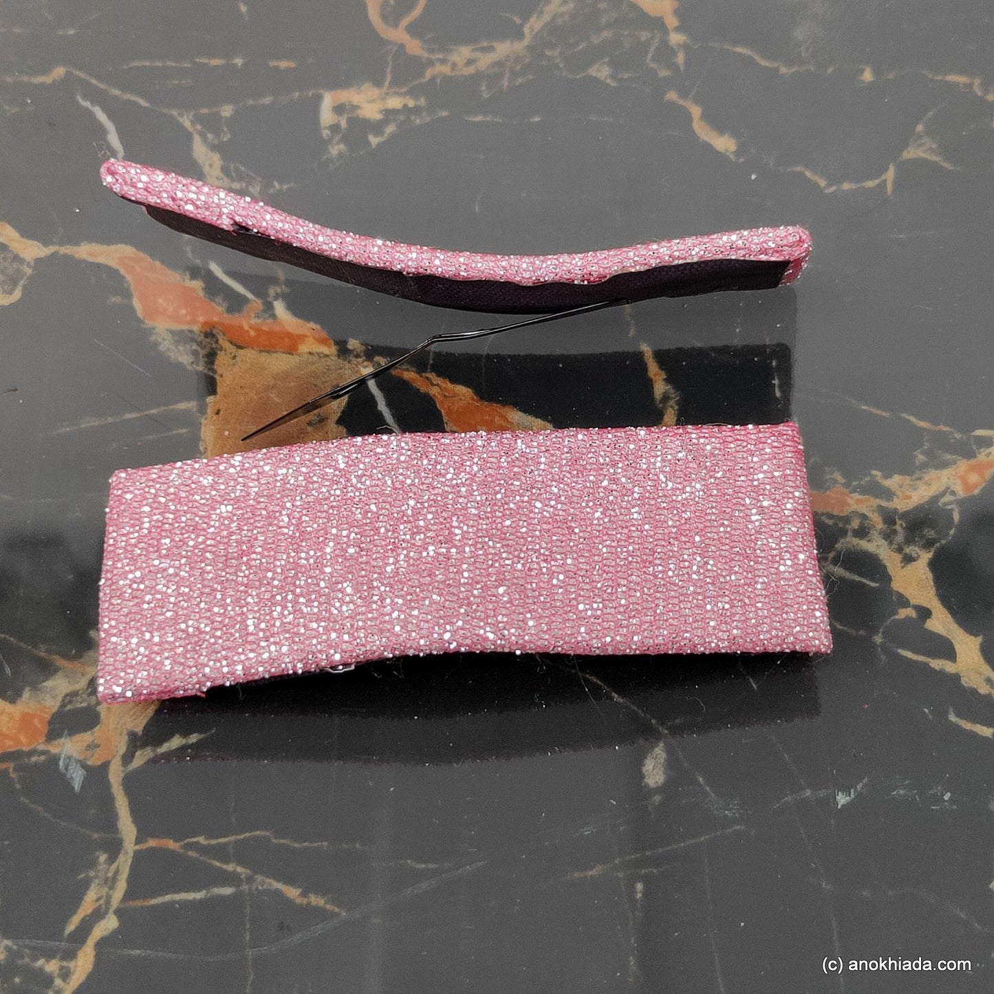 Anokhi Ada Handmade Fancy Large Tik Tak Hair Clips (Pink, Pack of 2) - BC-003