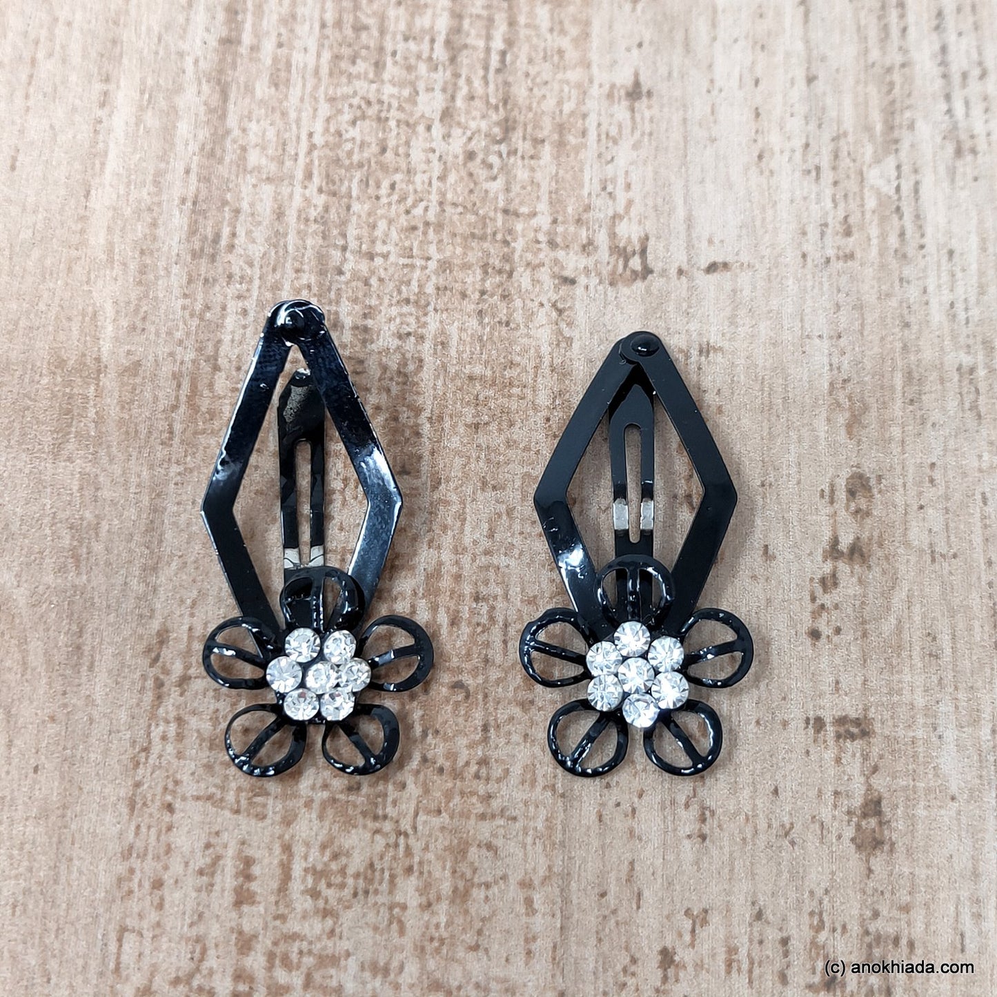 Anokhi Ada Floral Stone studded Tic Tac Hair Clip for Girls and Women - (BF-01)