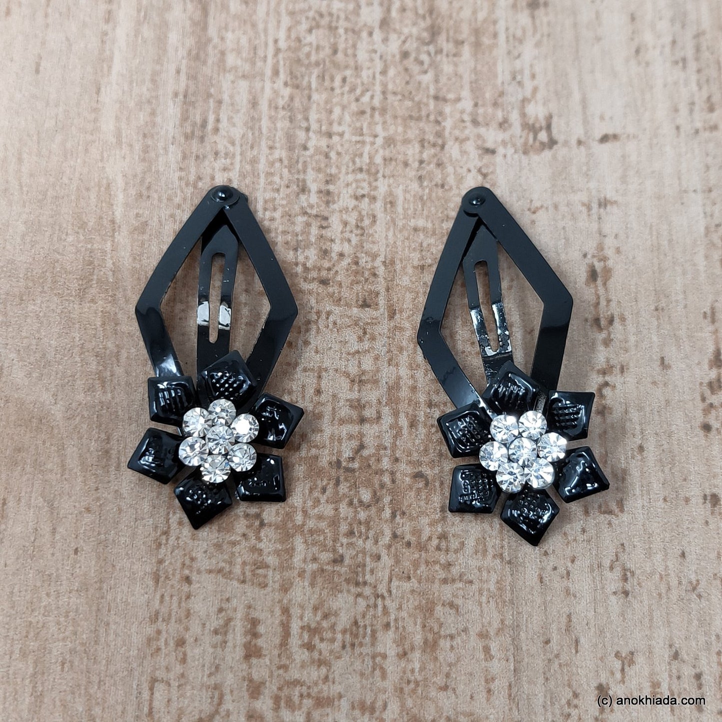 Anokhi Ada Floral Stone studded Tic Tac Hair Clip for Girls and Women - (BF-05)