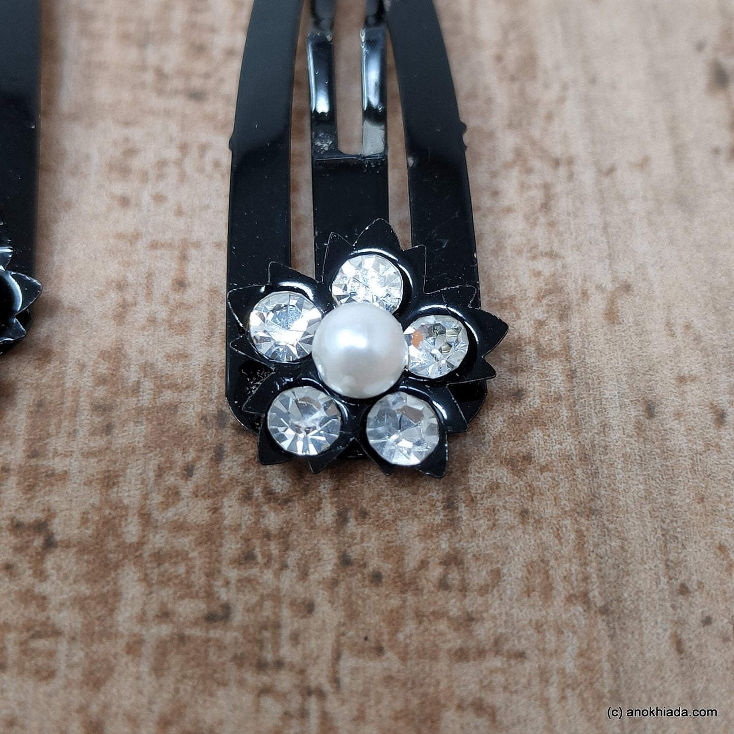 Anokhi Ada Floral Stone studded Tic Tac Hair Clip for Girls and Women - (BF-06)