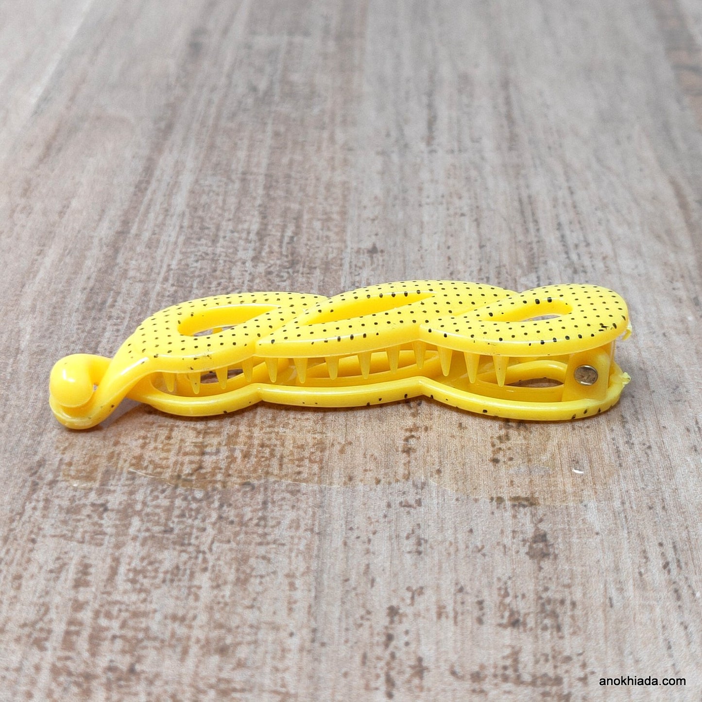 Dot Print Small Yellow Banana Hair Clip for Girls & Woman (98-11B Banana Hair Clips)