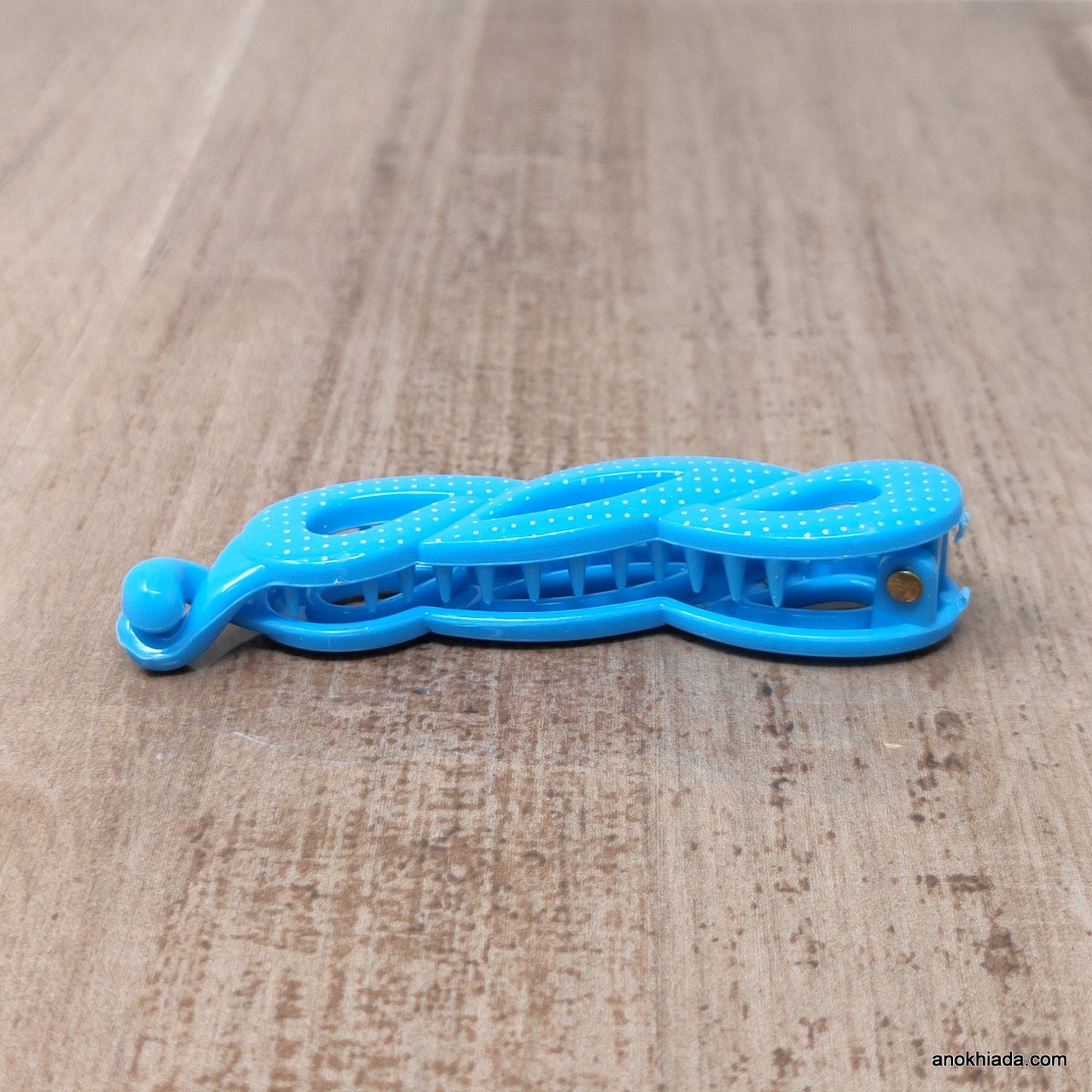 Dot Print Small Blue Banana Hair Clip for Girls & Woman (98-11D Banana Hair Clips)