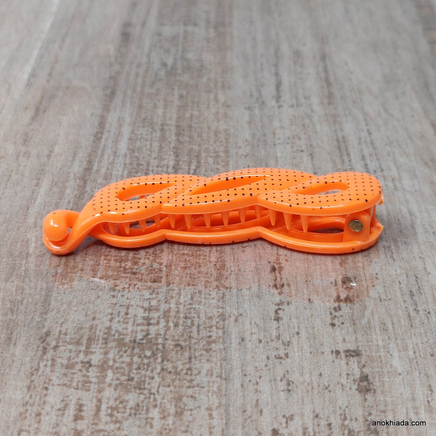 Dot Print Small Orange Banana Hair Clip for Girls & Woman (98-11F Banana Hair Clips)