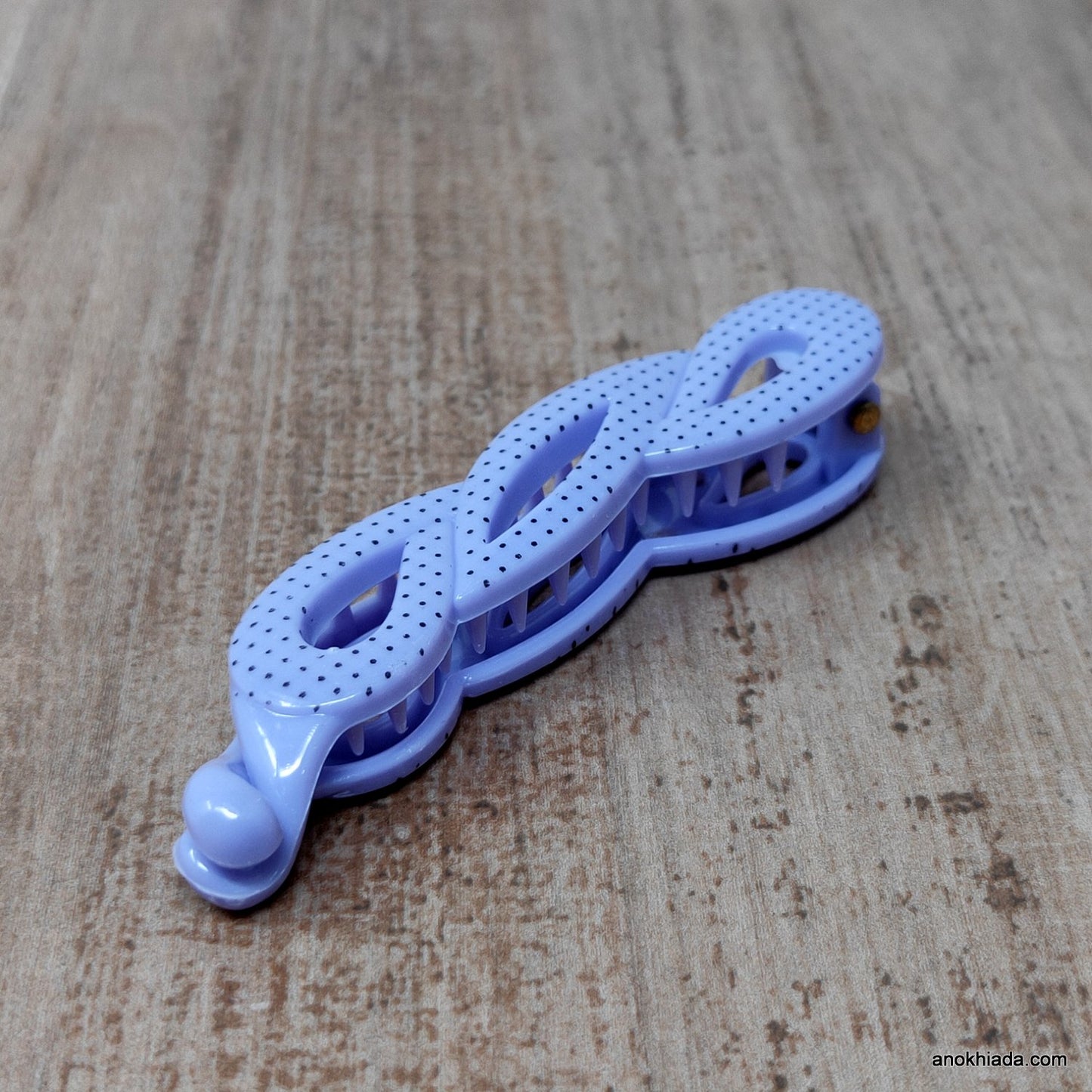 Dot Print Small Purple Banana Hair Clip for Girls & Woman (98-11K Banana Hair Clips)
