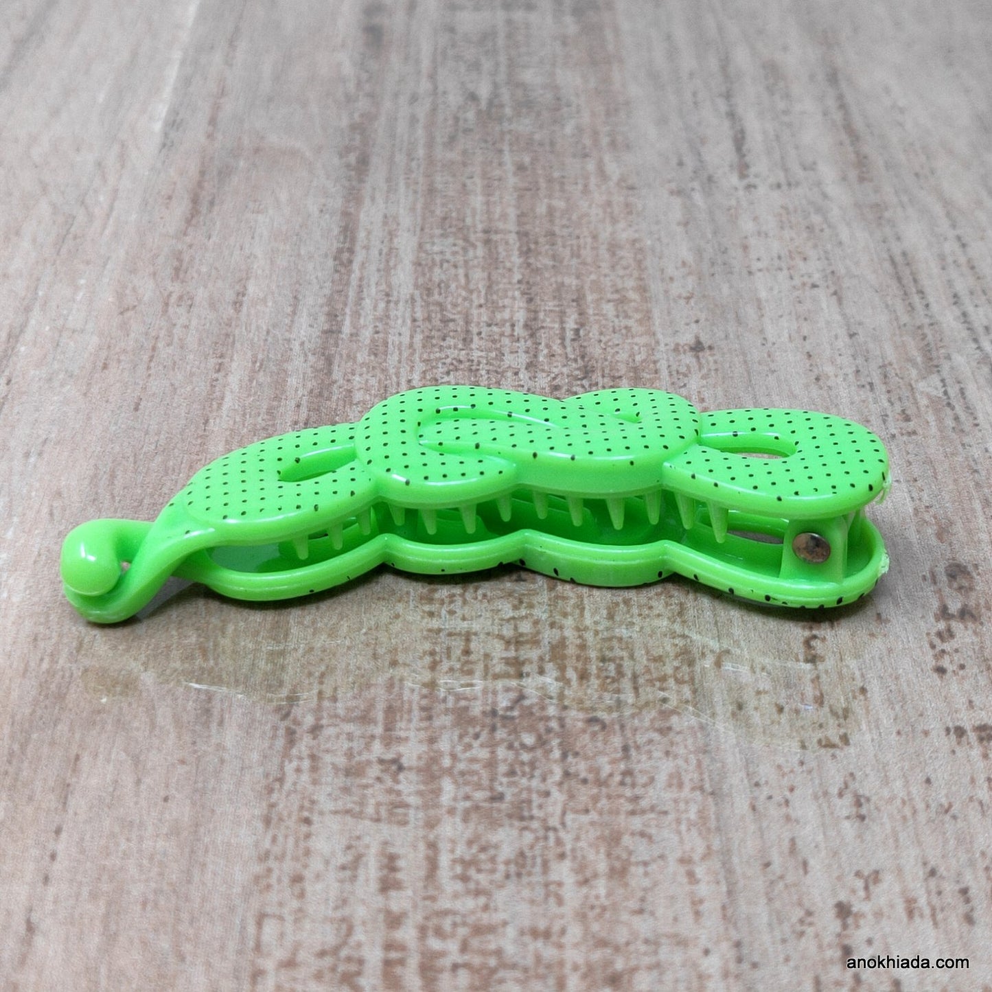 Dot Print Infinity Design Small Green Banana Hair Clip for Girls & Woman (98-12B Banana Hair Clips)